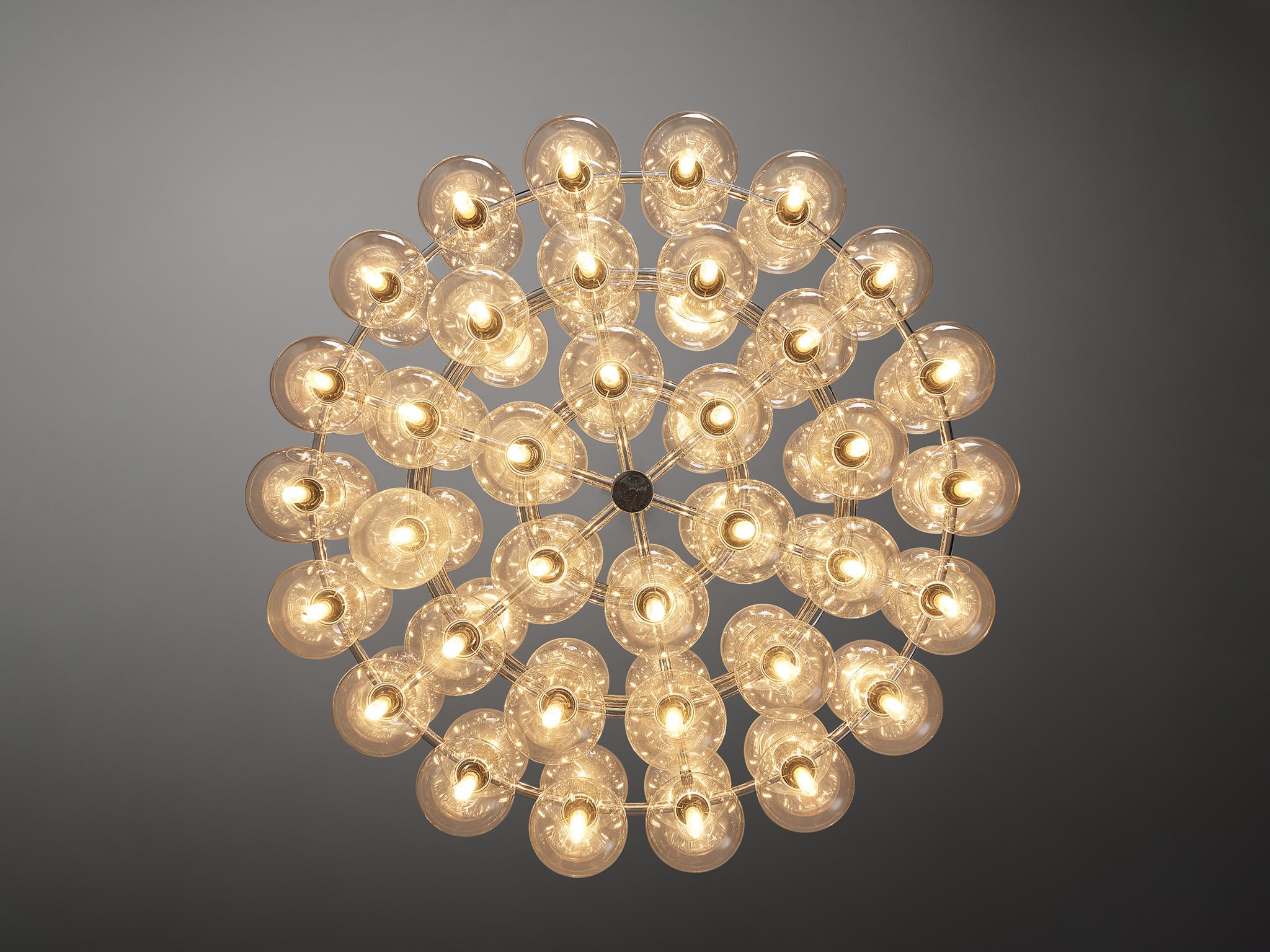 Motoko Ishii for Staff Leuchten Large Chandelier in Chrome with 72 Glass Orbs For Sale 1