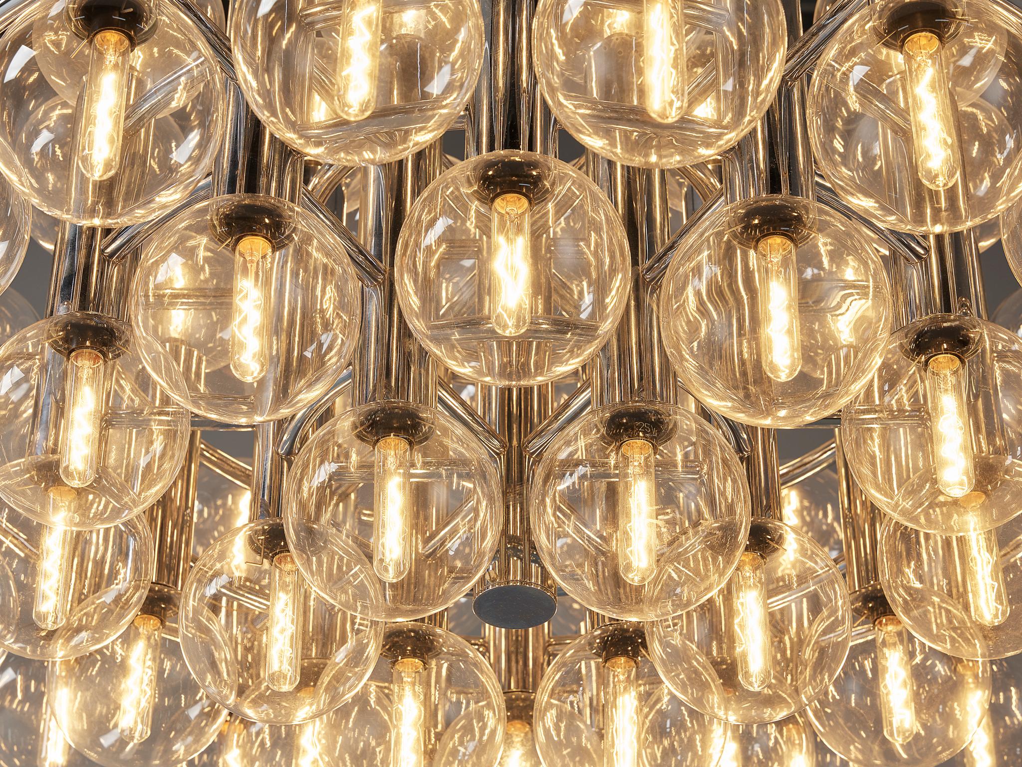 Motoko Ishii for Staff Leuchten Large Chandelier in Chrome with 72 Glass Orbs For Sale 2