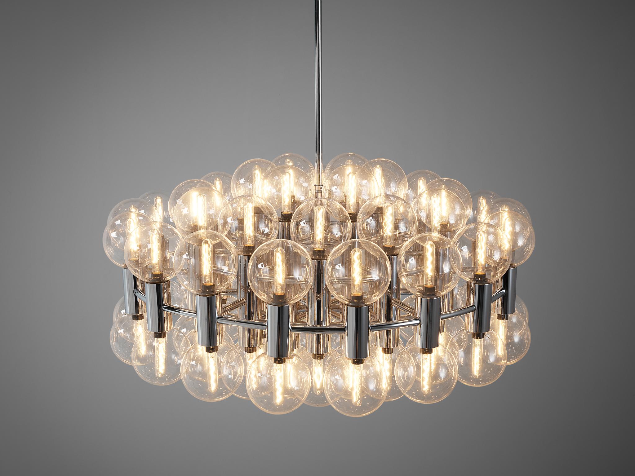  Motoko Ishii for Staff Leuchten Large Chandelier in Chrome with 72 Glass Orbs For Sale 3