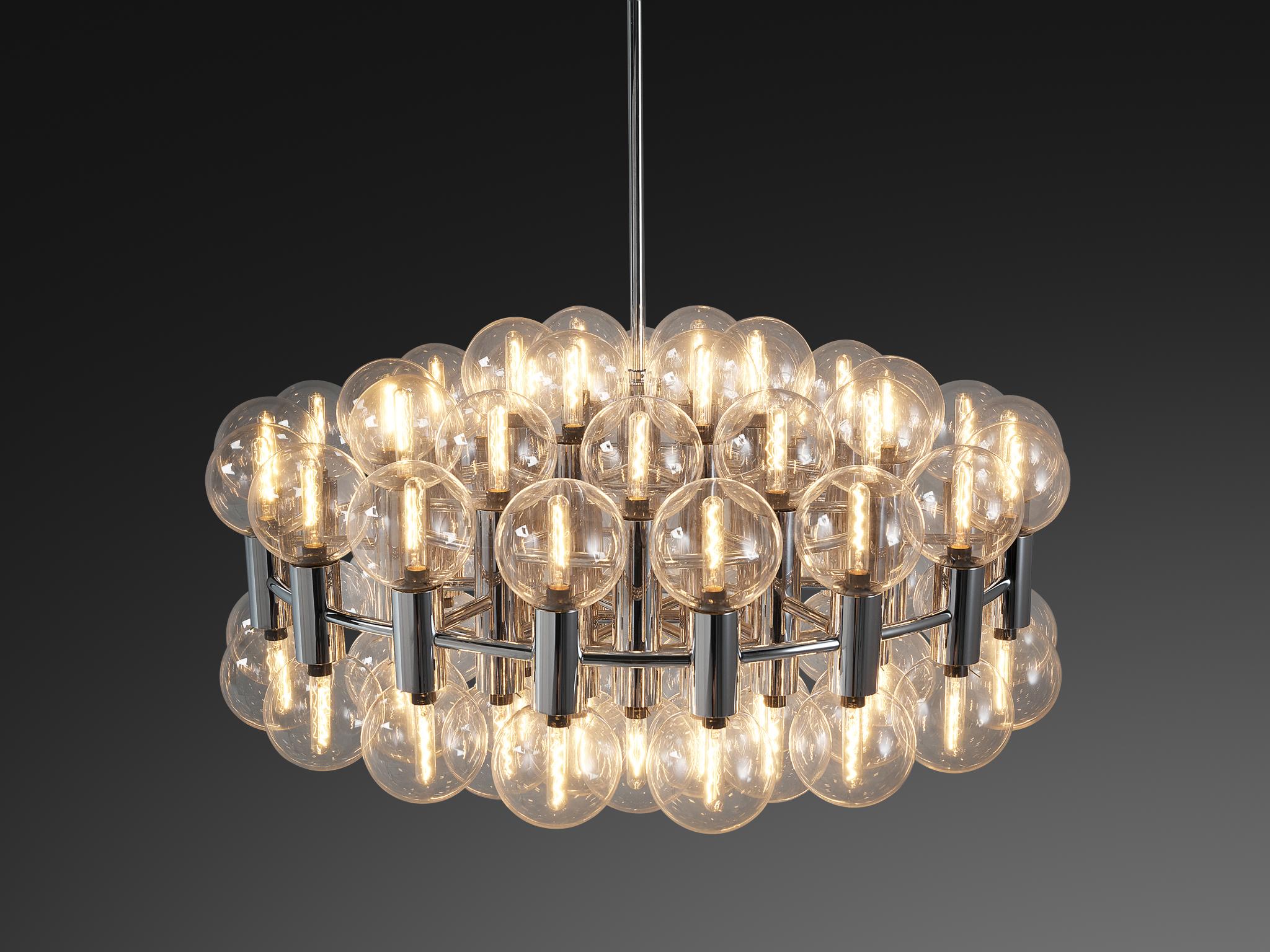 Motoko Ishii for Staff Leuchten Large Chandelier in Chrome with 72 Glass Orbs For Sale 3