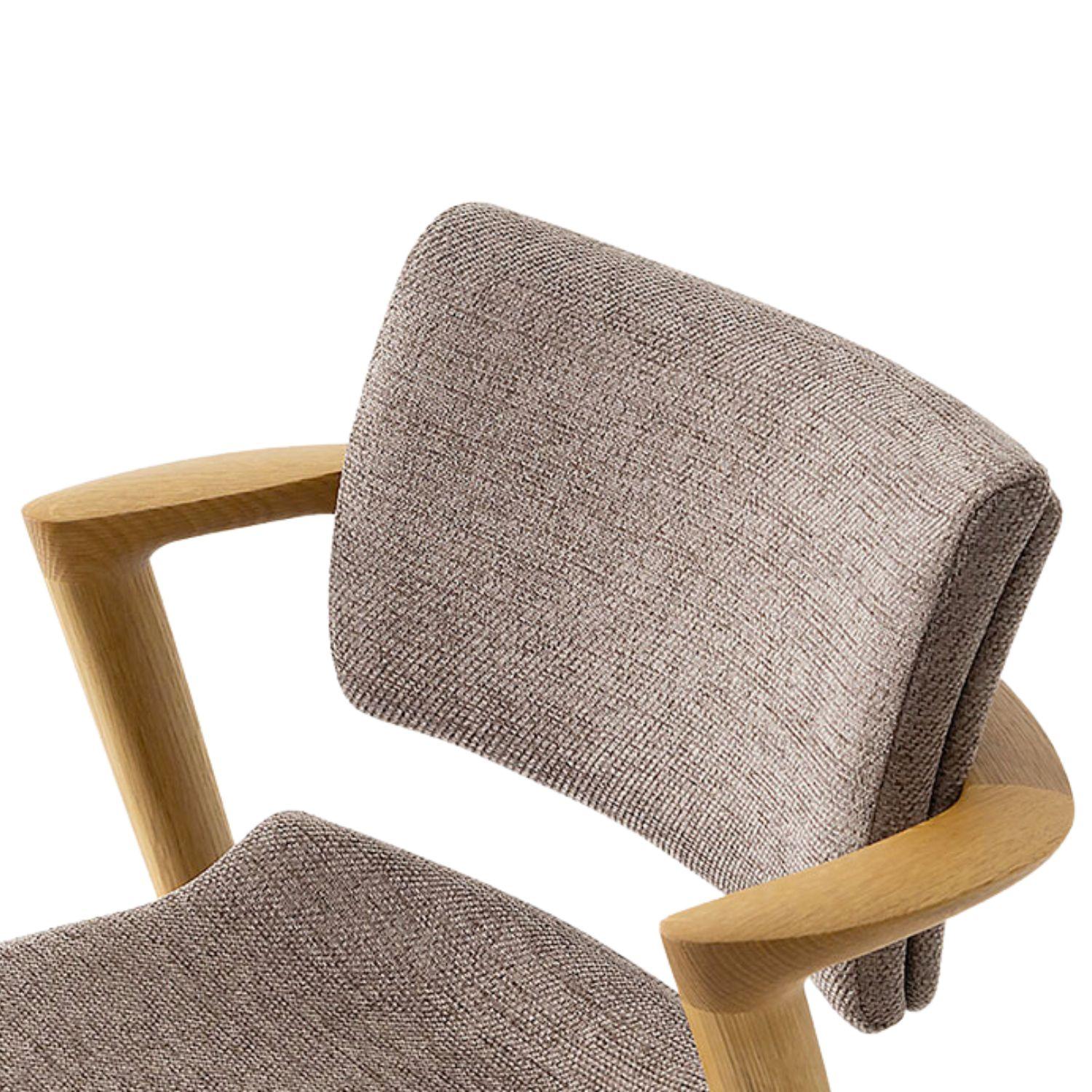Motomi Kawakami 'Seoto-Ex KX250' Semi-Arm Chair in Beech & Upholstery for Hida For Sale 2