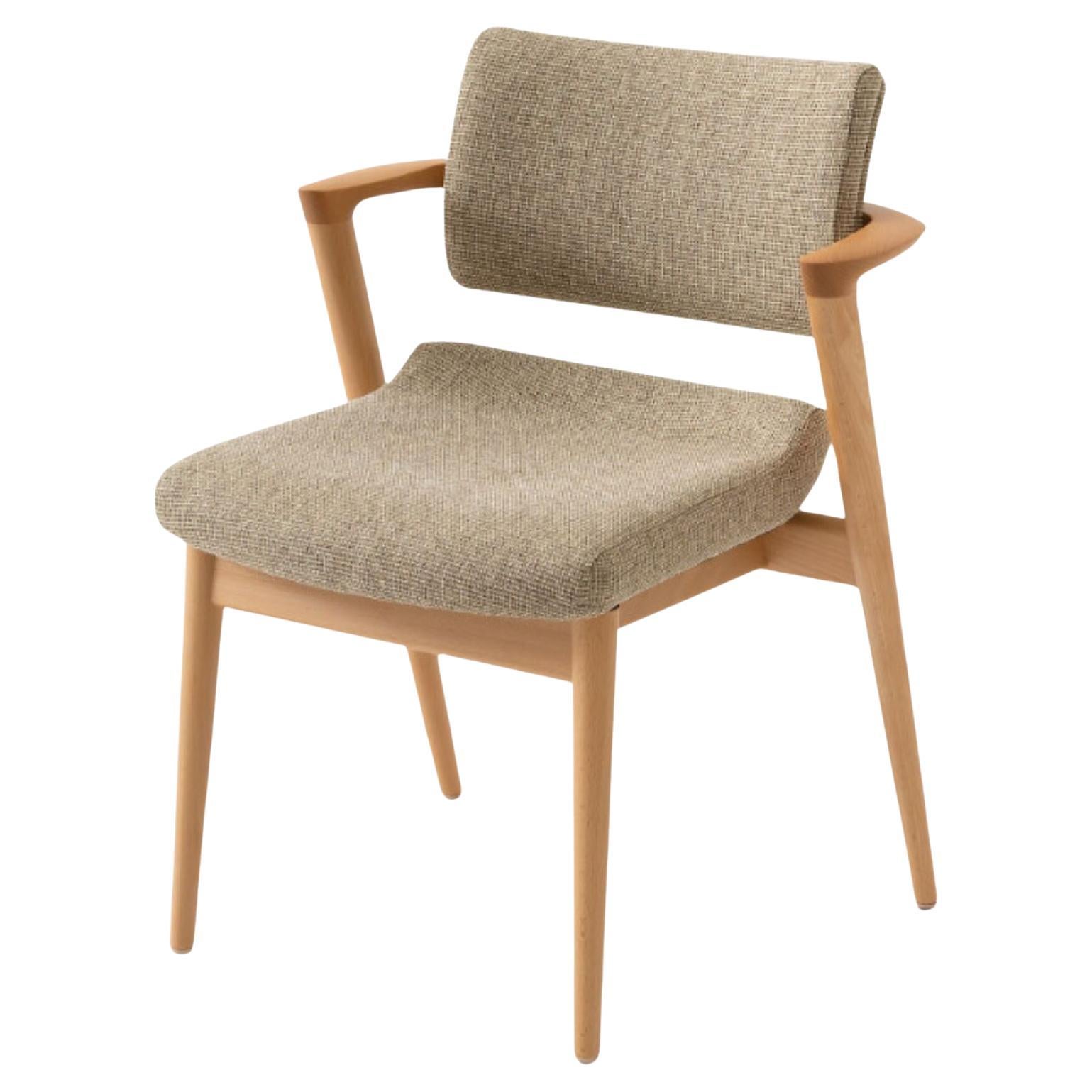 Motomi Kawakami 'Seoto-Ex KX250' Semi-Arm Chair in Beech & Upholstery for Hida For Sale