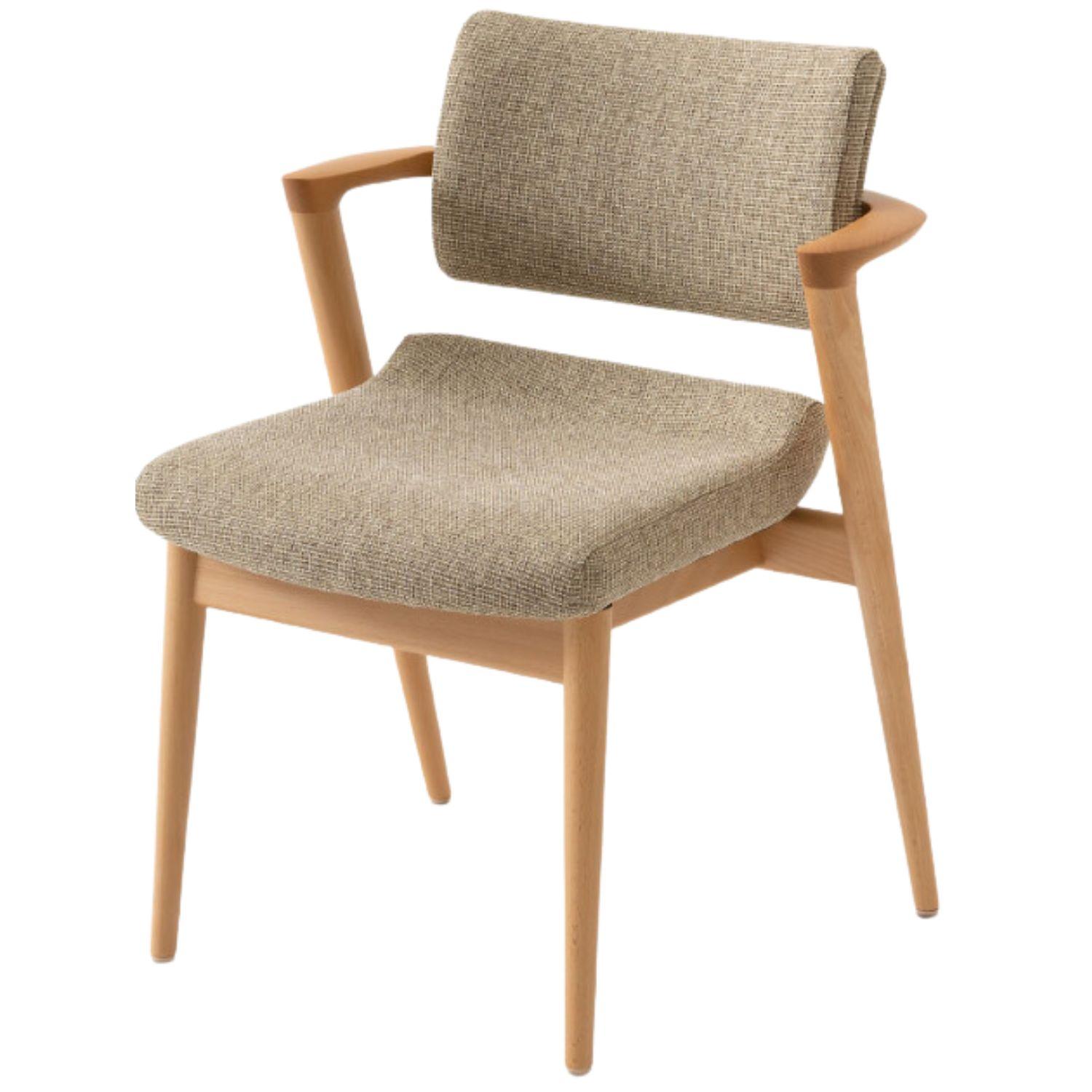 Motomi Kawakami 'Seoto-Ex KX250' Semi-Arm Chair in Oak & Upholstery for Hida For Sale 3
