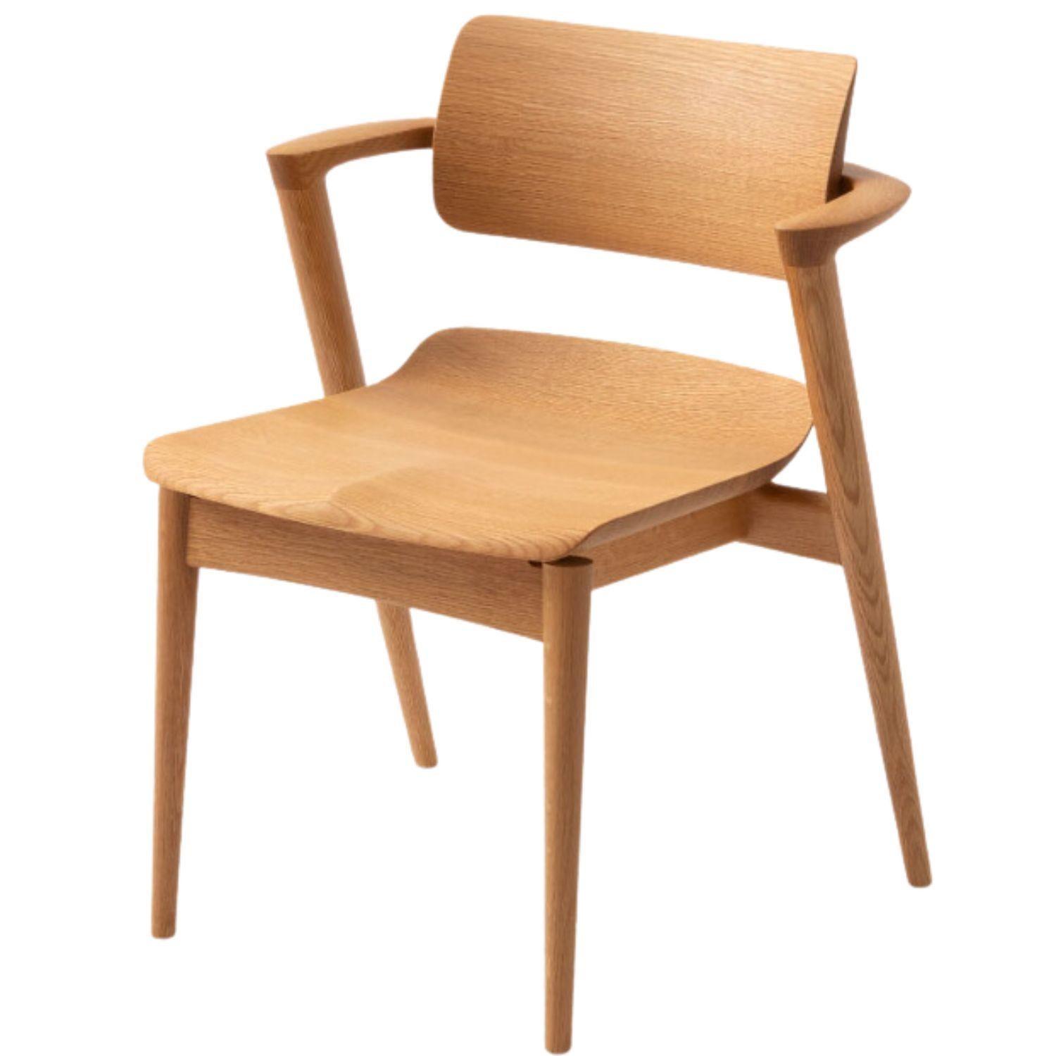Motomi Kawakami 'Seoto-Ex KX250' Semi-Arm Chair in Oak & Upholstery for Hida For Sale 5