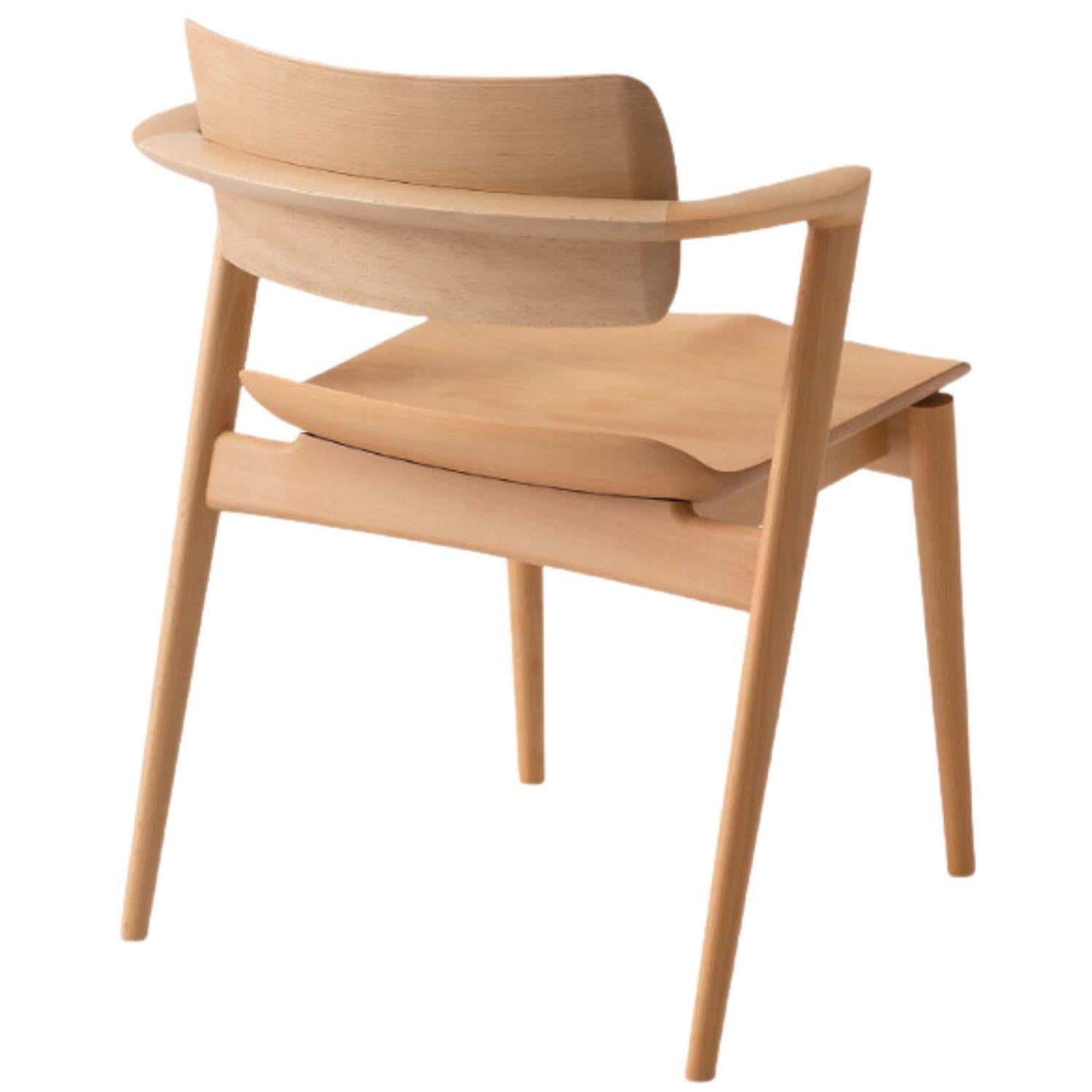 Motomi Kawakami 'Seoto-Ex KX250' Semi-Arm Chair in Walnut & Upholstery for Hida For Sale 11
