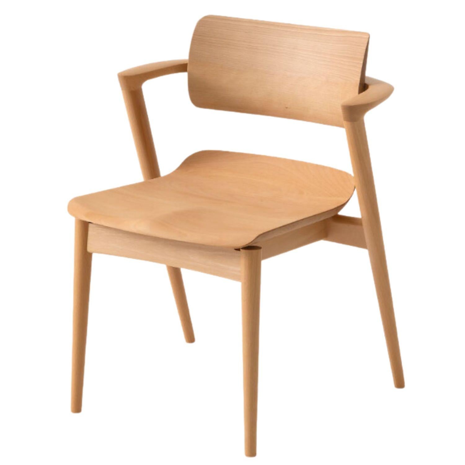 Motomi Kawakami 'Seoto-Ex KX250' Semi-Arm Chair in Walnut & Upholstery for Hida For Sale 12