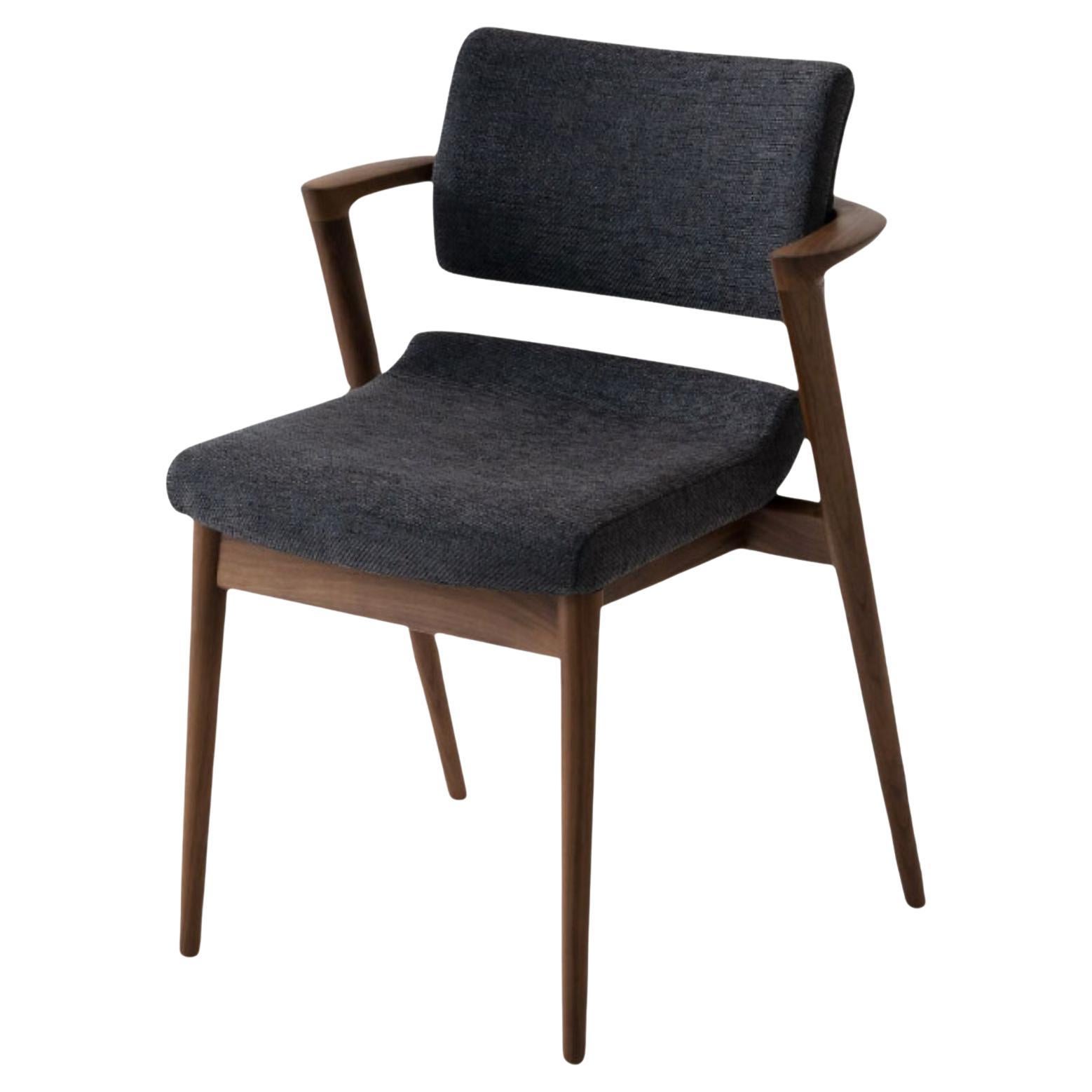 Japanese Motomi Kawakami 'Seoto-Ex KX250' Semi-Arm Chair in Walnut & Upholstery for Hida For Sale