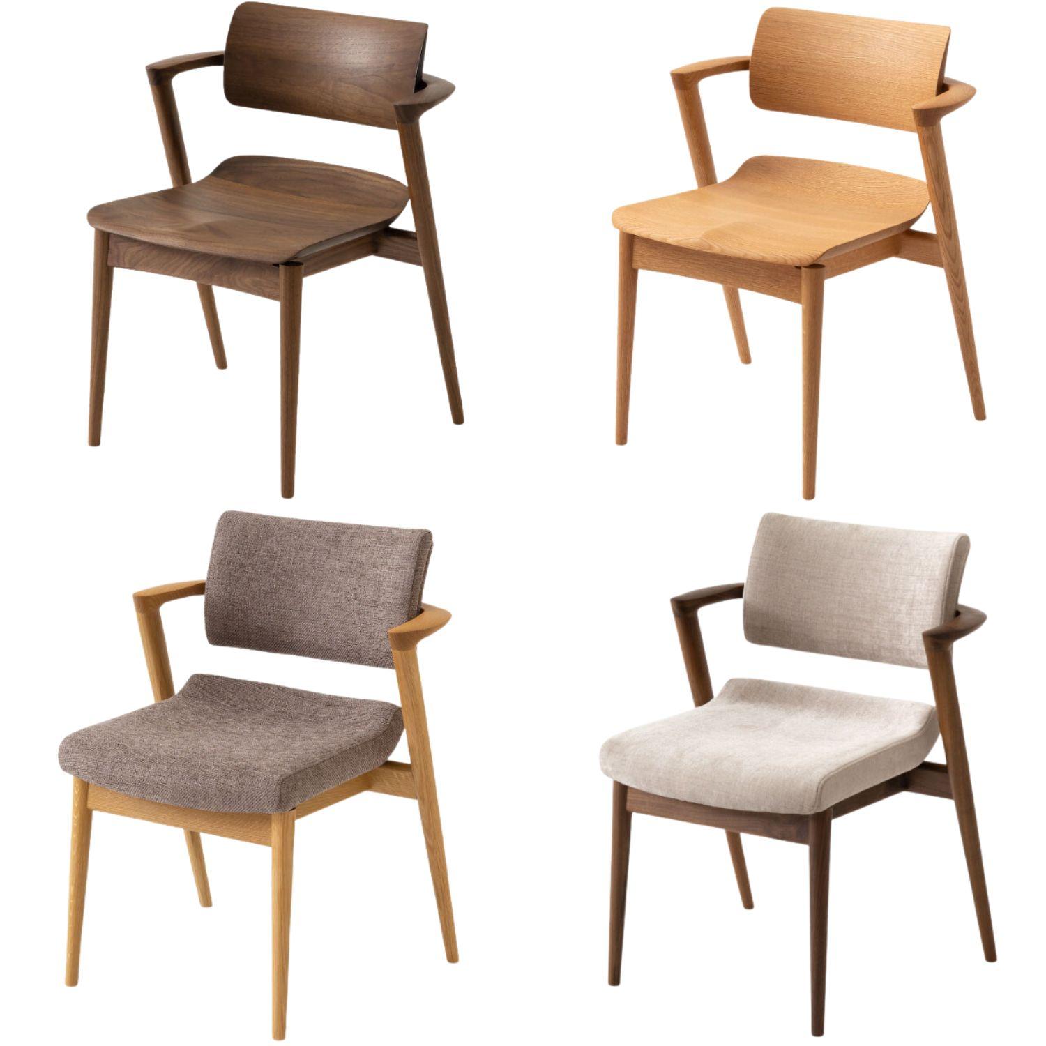Carved Motomi Kawakami 'Seoto-Ex KX250' Semi-Arm Chair in Walnut & Upholstery for Hida For Sale
