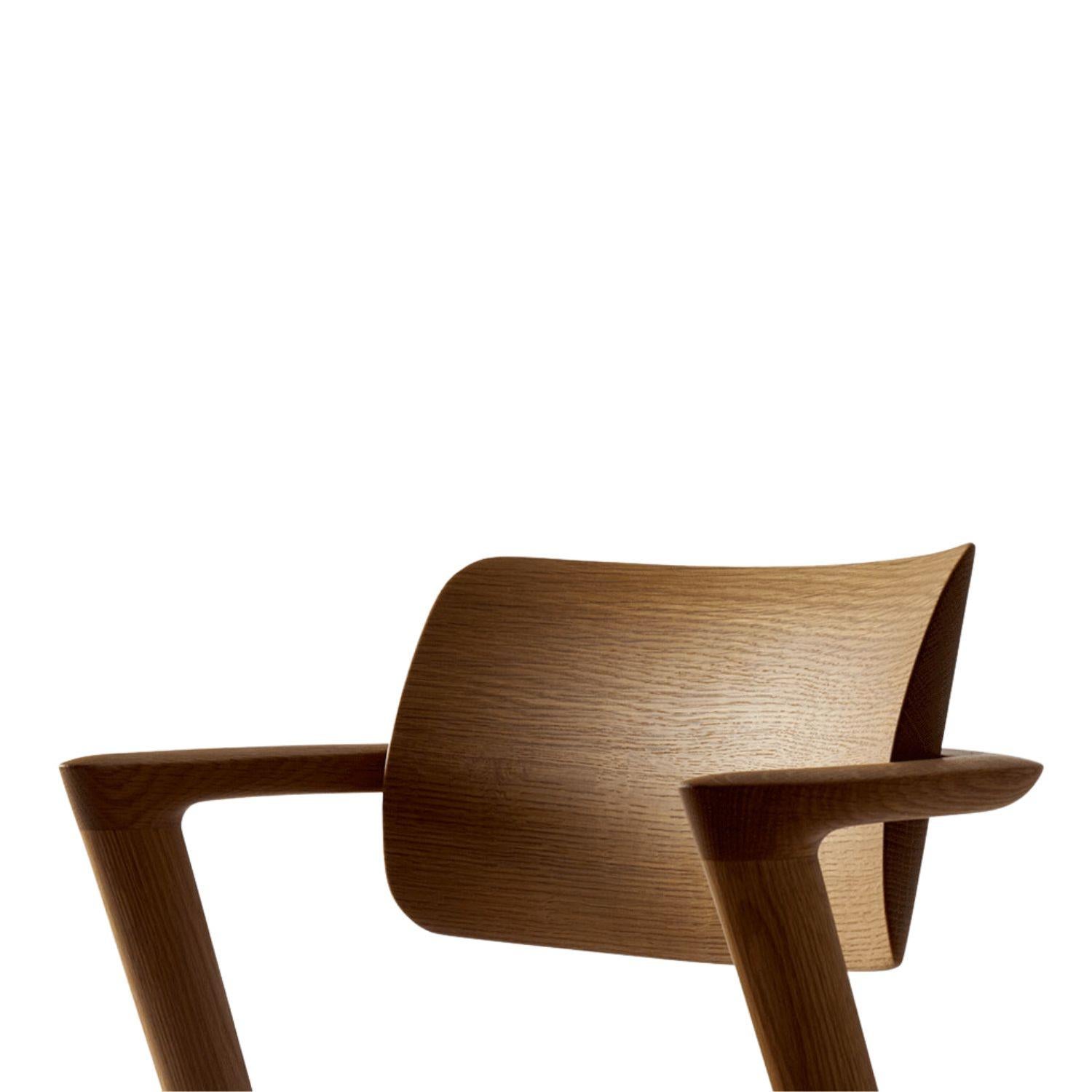 Carved Motomi Kawakami 'Seoto-Ex KX251' Semi-Arm Dining Chair in Beech for Hida For Sale
