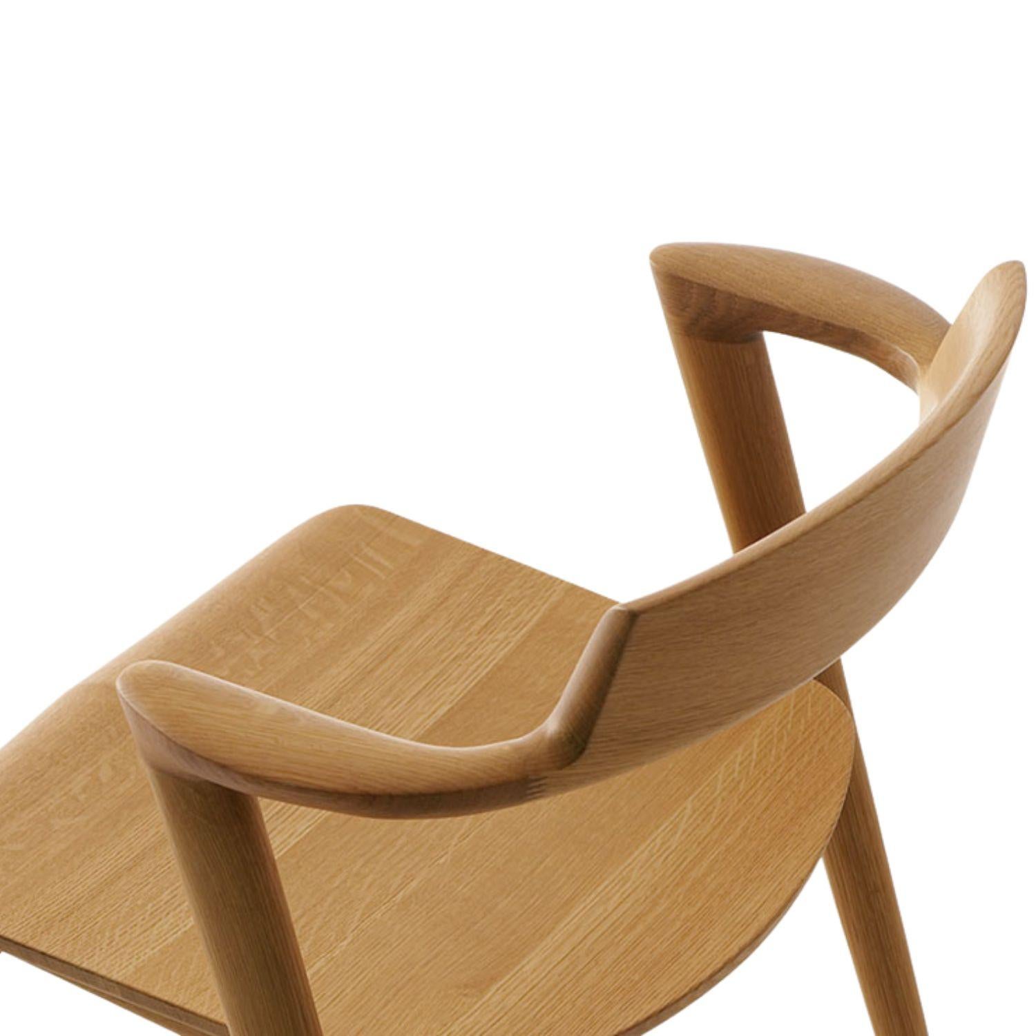 Motomi Kawakami 'Seoto KD20' Semi-Arm Upholstered Beech Dining Chair for Hida For Sale 4