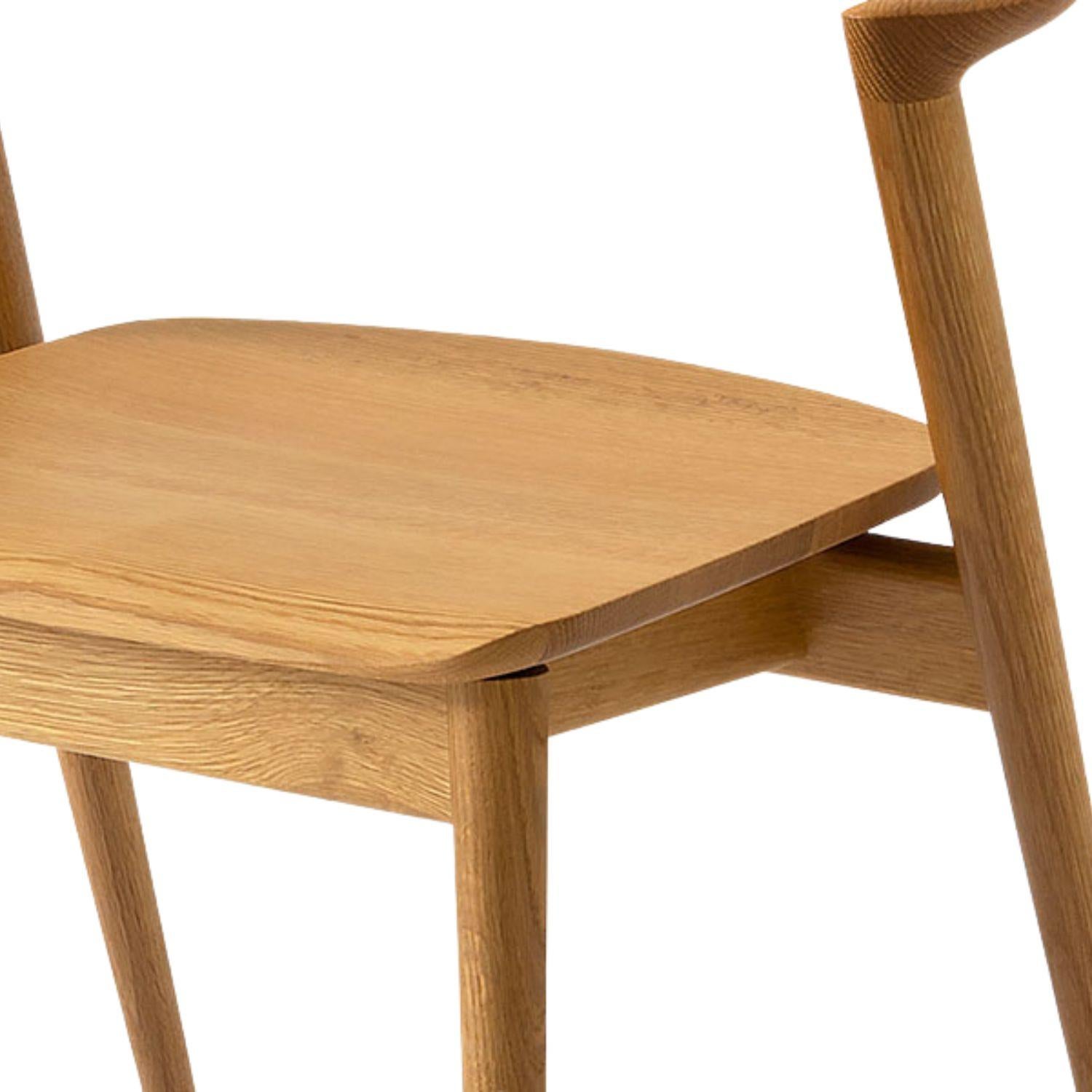 Motomi Kawakami 'Seoto KD20' Semi-Arm Upholstered Beech Dining Chair for Hida For Sale 5