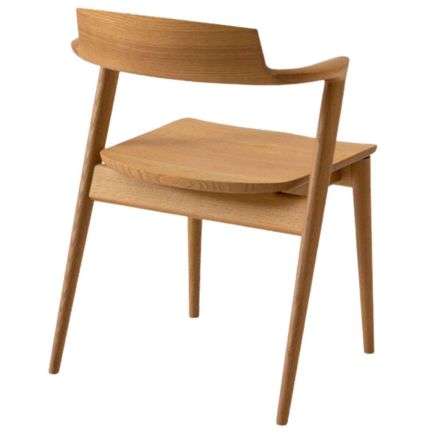Motomi Kawakami 'Seoto KD20' Semi-Arm Upholstered Beech Dining Chair for Hida For Sale 7
