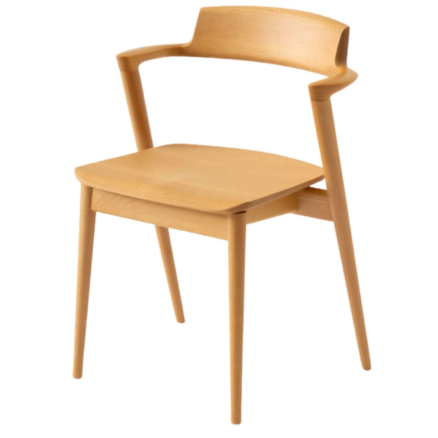 Motomi Kawakami 'Seoto KD20' Semi-Arm Upholstered Beech Dining Chair for Hida For Sale 9