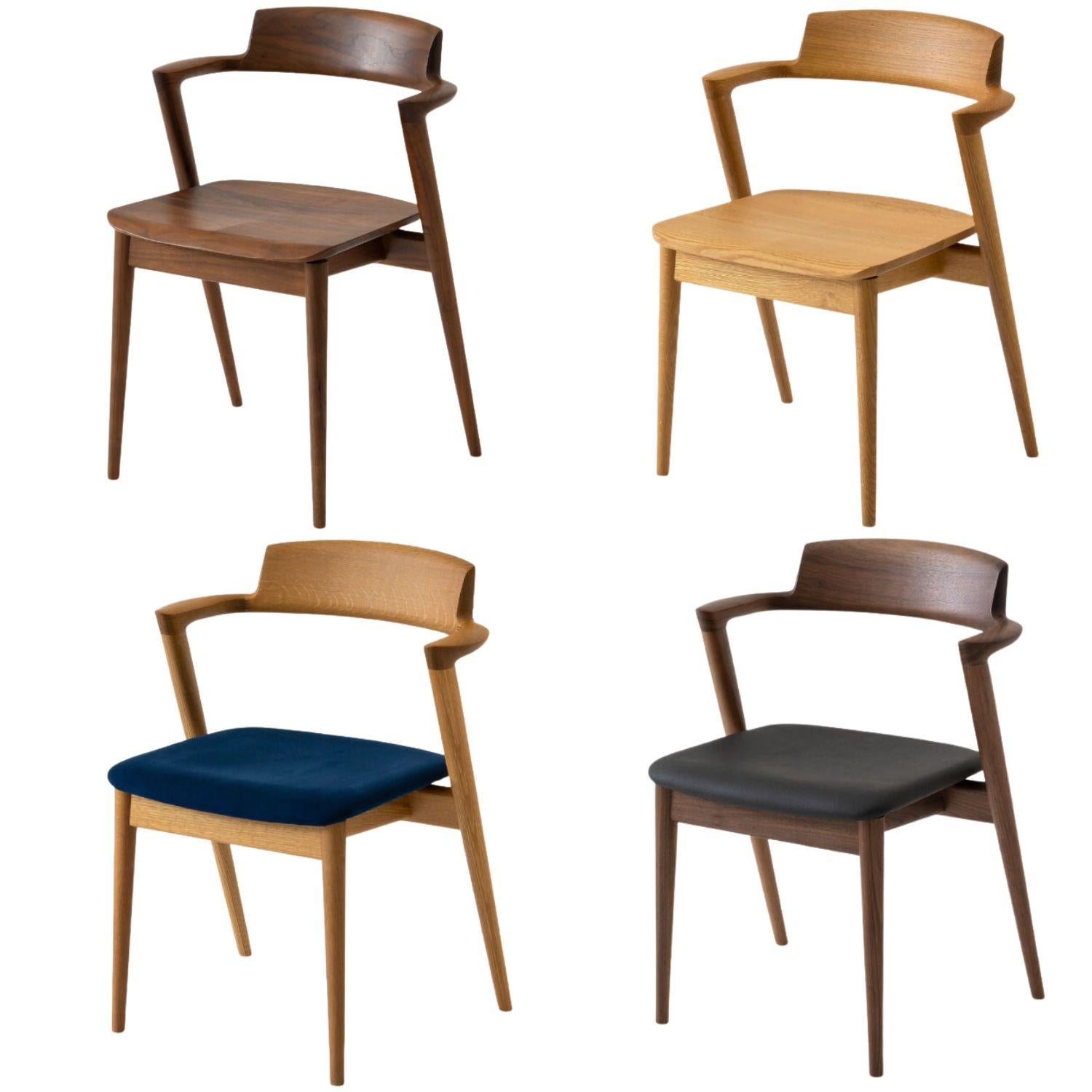 Mid-Century Modern Motomi Kawakami 'Seoto KD20' Semi-Arm Upholstered Beech Dining Chair for Hida For Sale