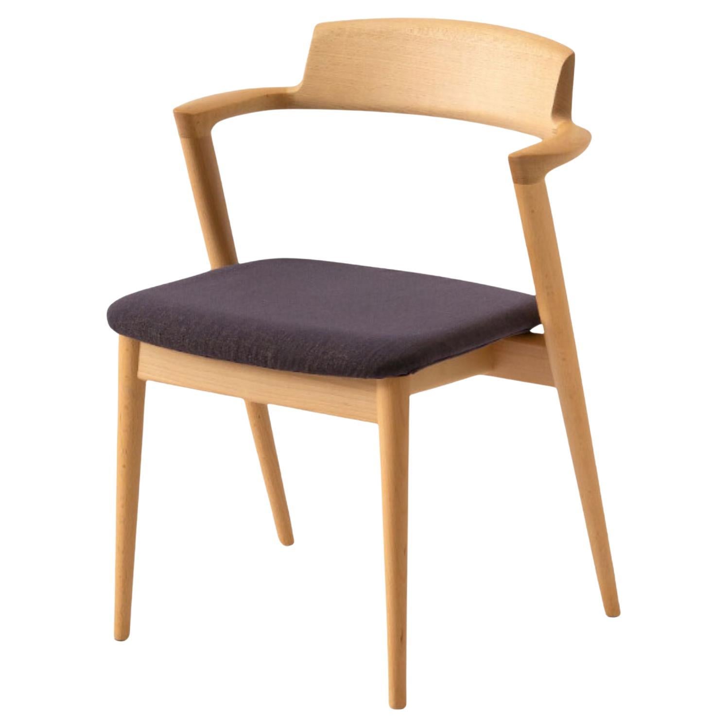 Motomi Kawakami 'Seoto KD20' Semi-Arm Upholstered Beech Dining Chair for Hida