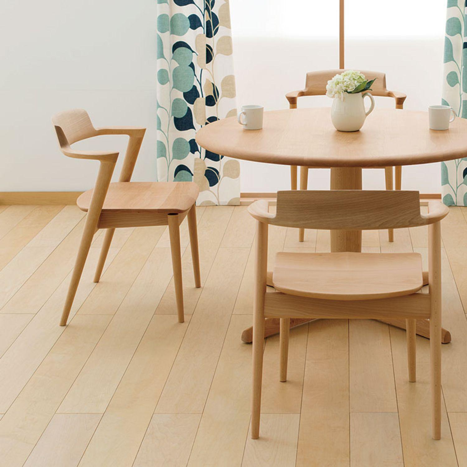 Motomi Kawakami 'Seoto KD20' Semi-Arm Upholstered Oak Dining Chair for Hida For Sale 10