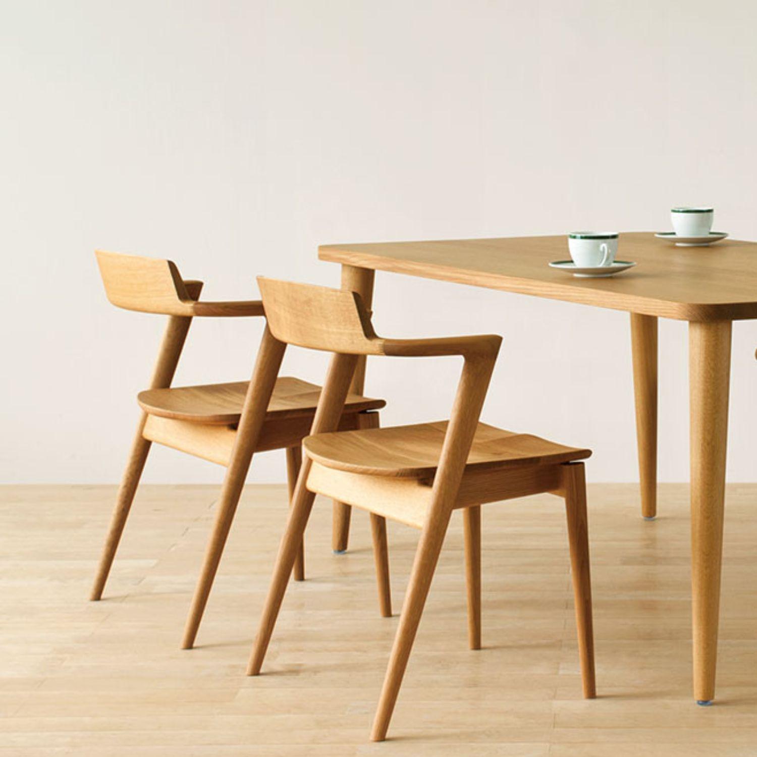 Motomi Kawakami 'Seoto KD20' Semi-Arm Upholstered Oak Dining Chair for Hida For Sale 11