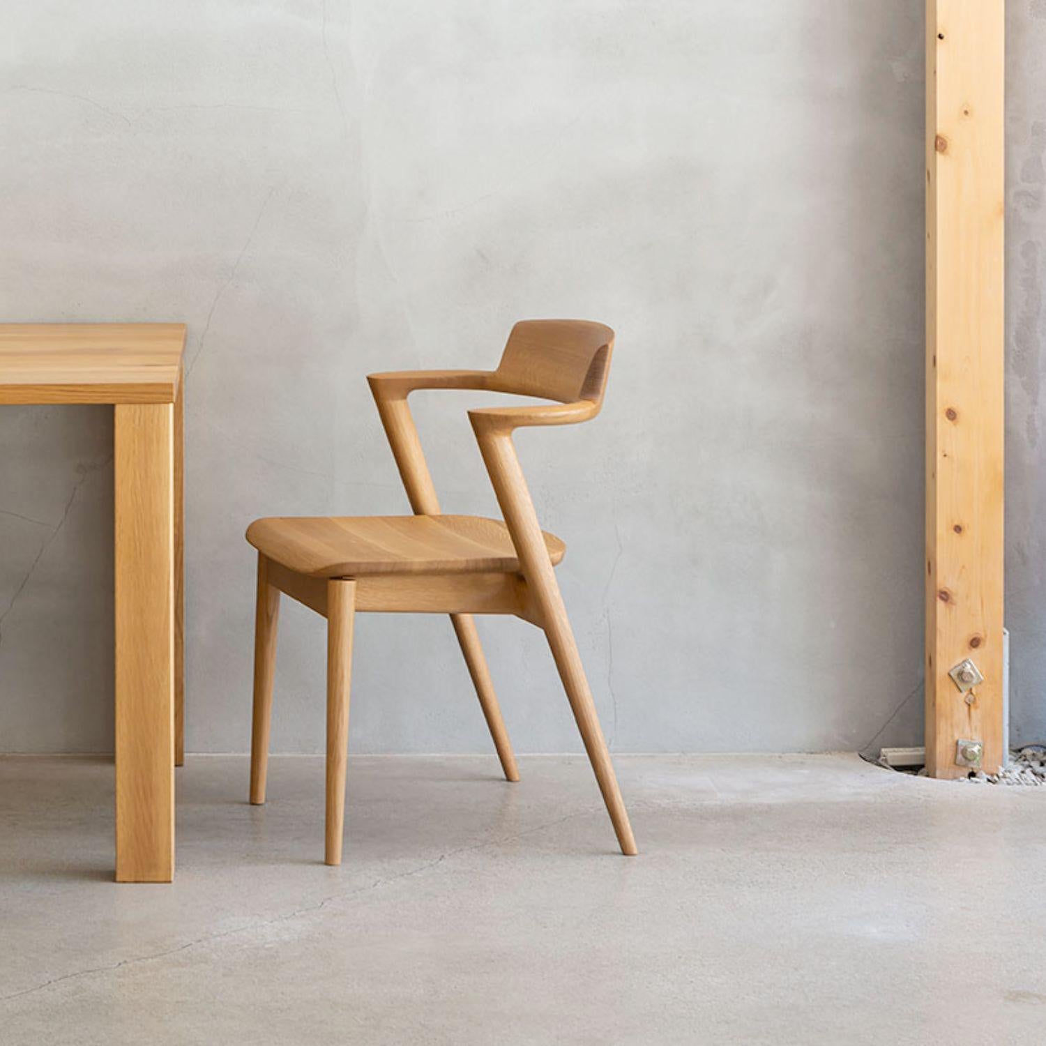 Motomi Kawakami 'Seoto KD20' Semi-Arm Upholstered Oak Dining Chair for Hida For Sale 12