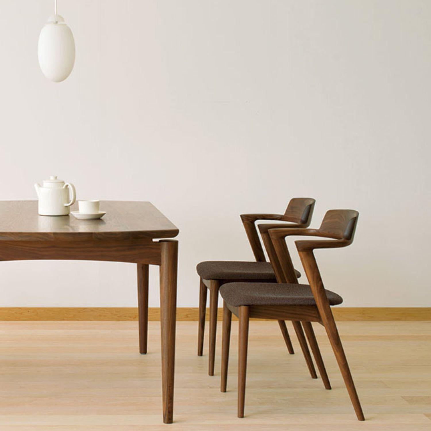 Contemporary Motomi Kawakami 'Seoto KD20' Semi-Arm Upholstered Oak Dining Chair for Hida For Sale