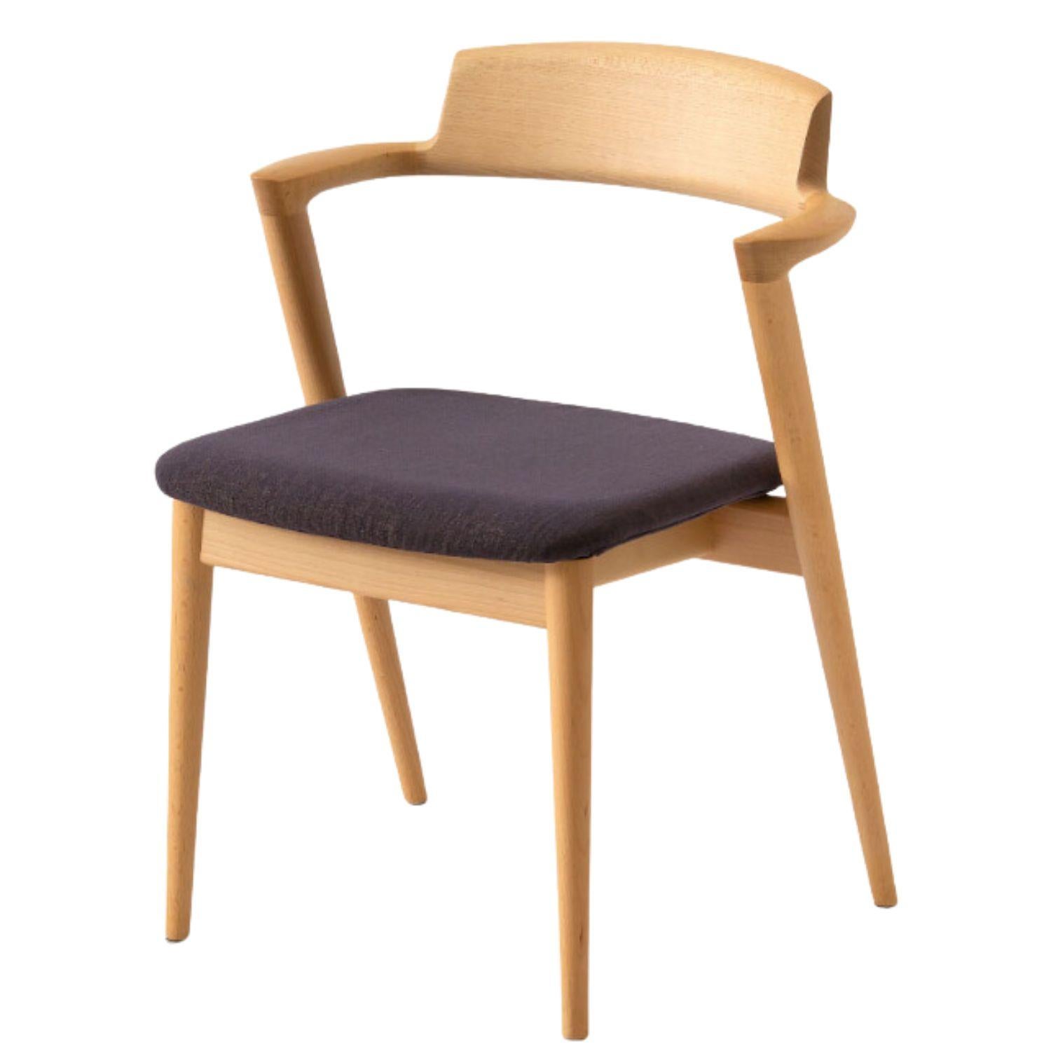 Motomi Kawakami 'Seoto KD20' Semi-Arm Upholstered Oak Dining Chair for Hida For Sale 1