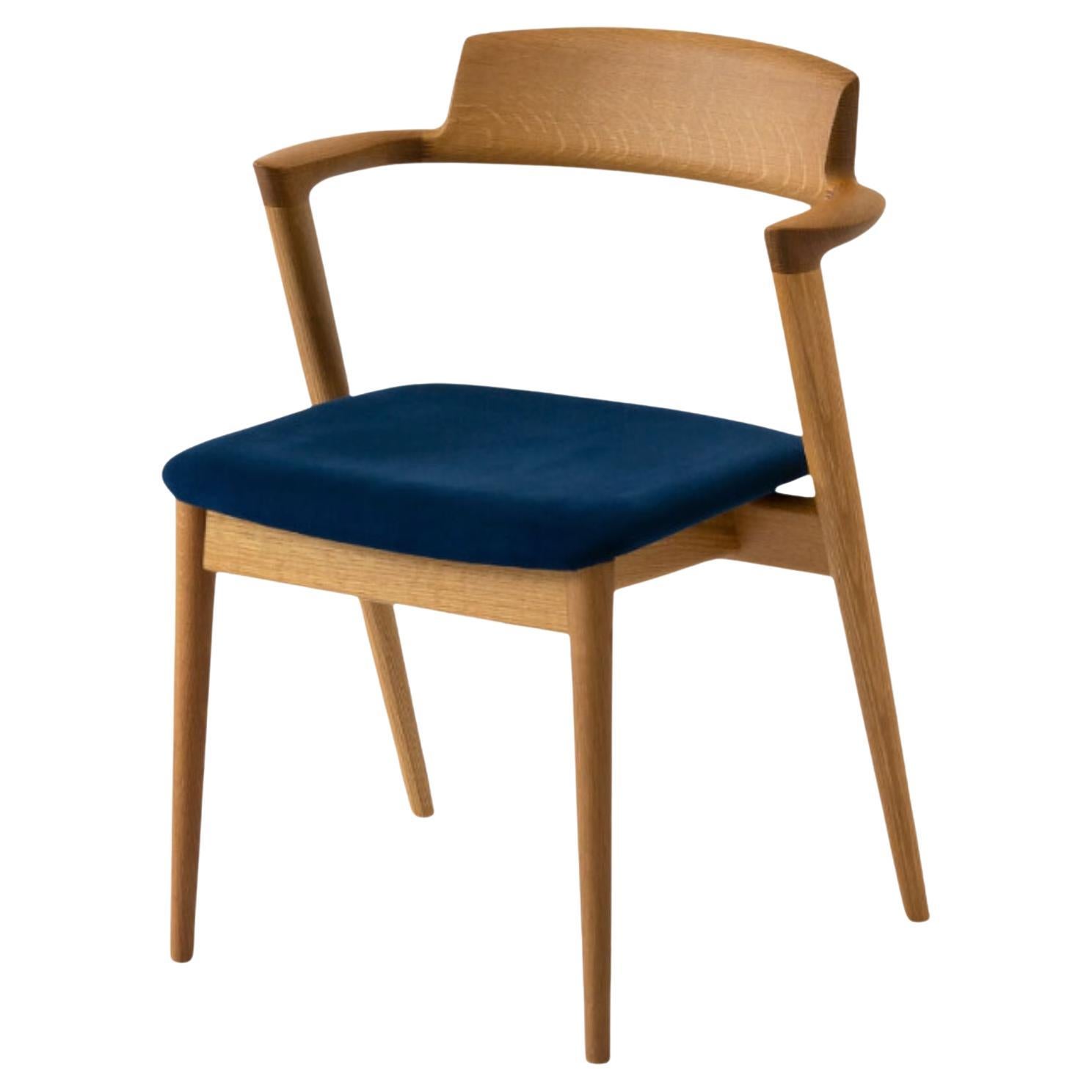 Motomi Kawakami 'Seoto KD20' Semi-Arm Upholstered Oak Dining Chair for Hida For Sale
