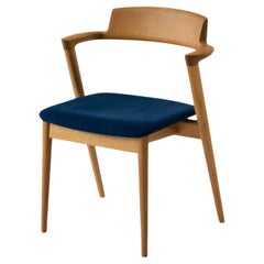 Motomi Kawakami 'Seoto KD20' Semi-Arm Upholstered Oak Dining Chair for Hida