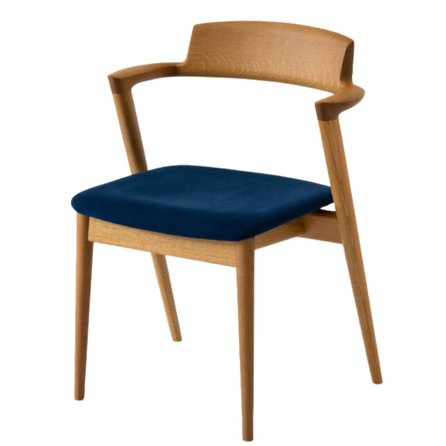 Wood Motomi Kawakami 'Seoto KD20' Semi-Arm Upholstered Walnut Dining Chair for Hida For Sale