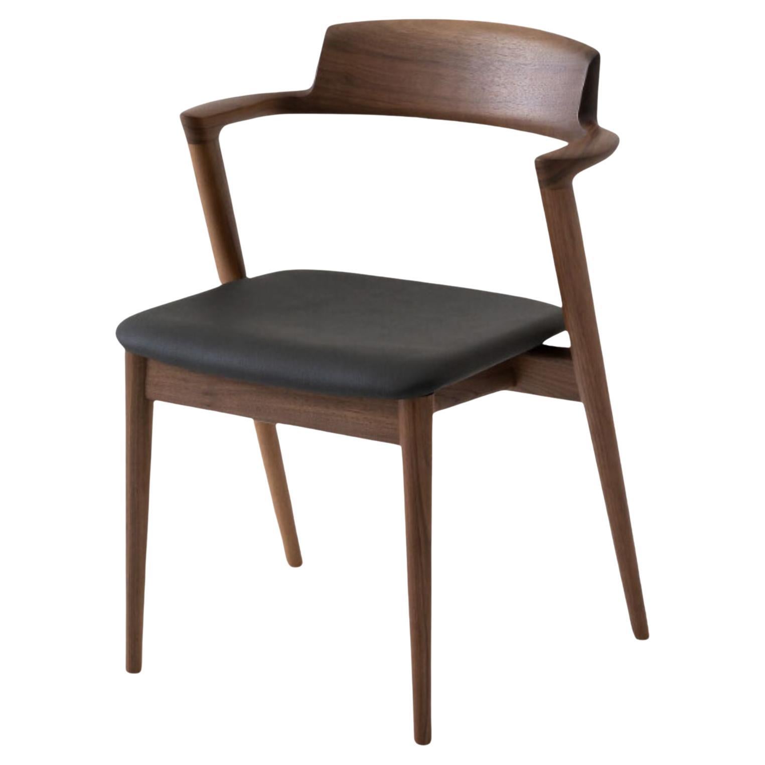 Motomi Kawakami 'Seoto KD20' Semi-Arm Upholstered Walnut Dining Chair for Hida For Sale