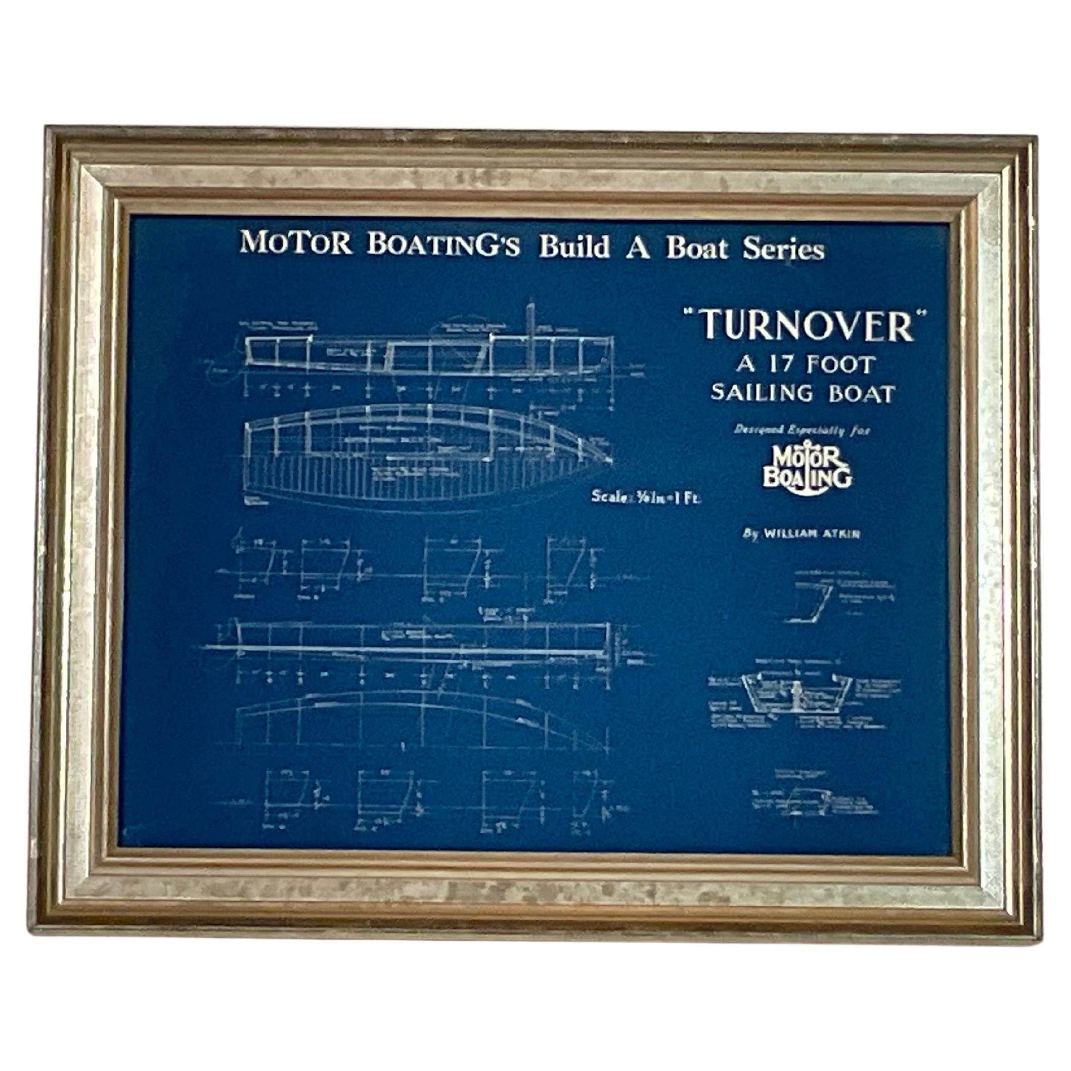 Motor Boating Blueprint of Sailboat Turnover