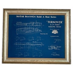Vintage Motor Boating Blueprint of Sailboat Turnover