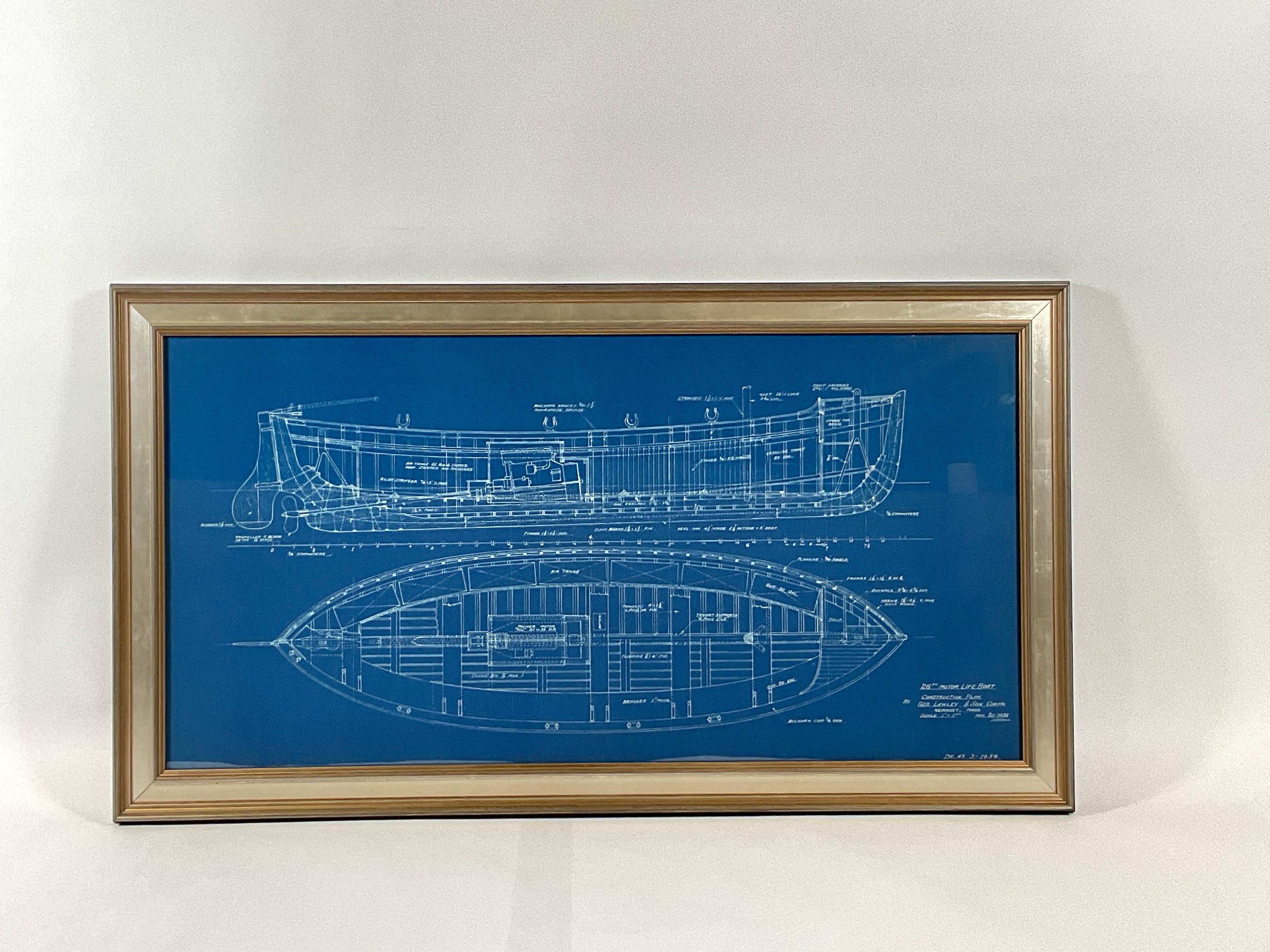 North American Motor Lifeboat Blueprint by George Lawley Shipyard For Sale