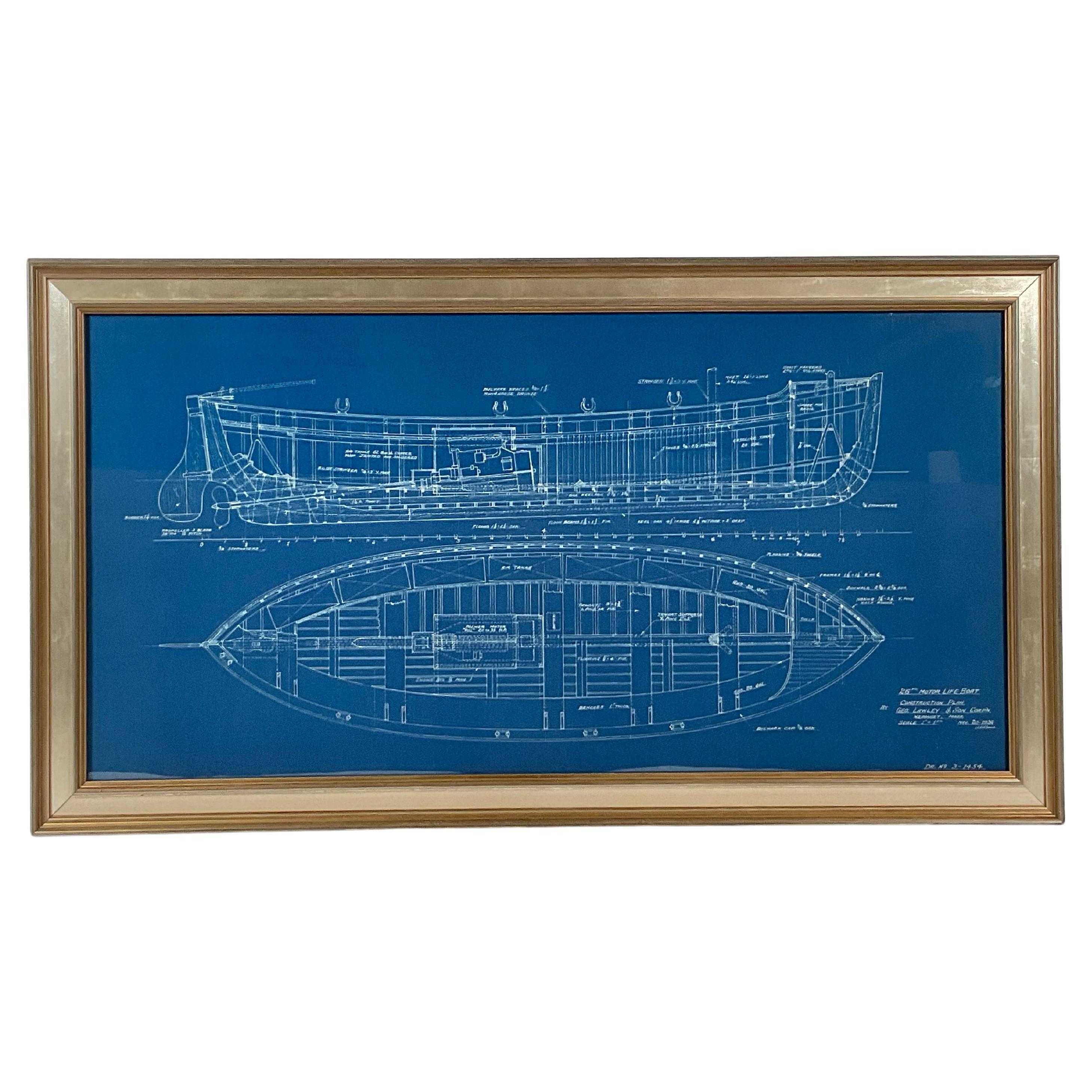 Motor Lifeboat Blueprint by George Lawley Shipyard For Sale