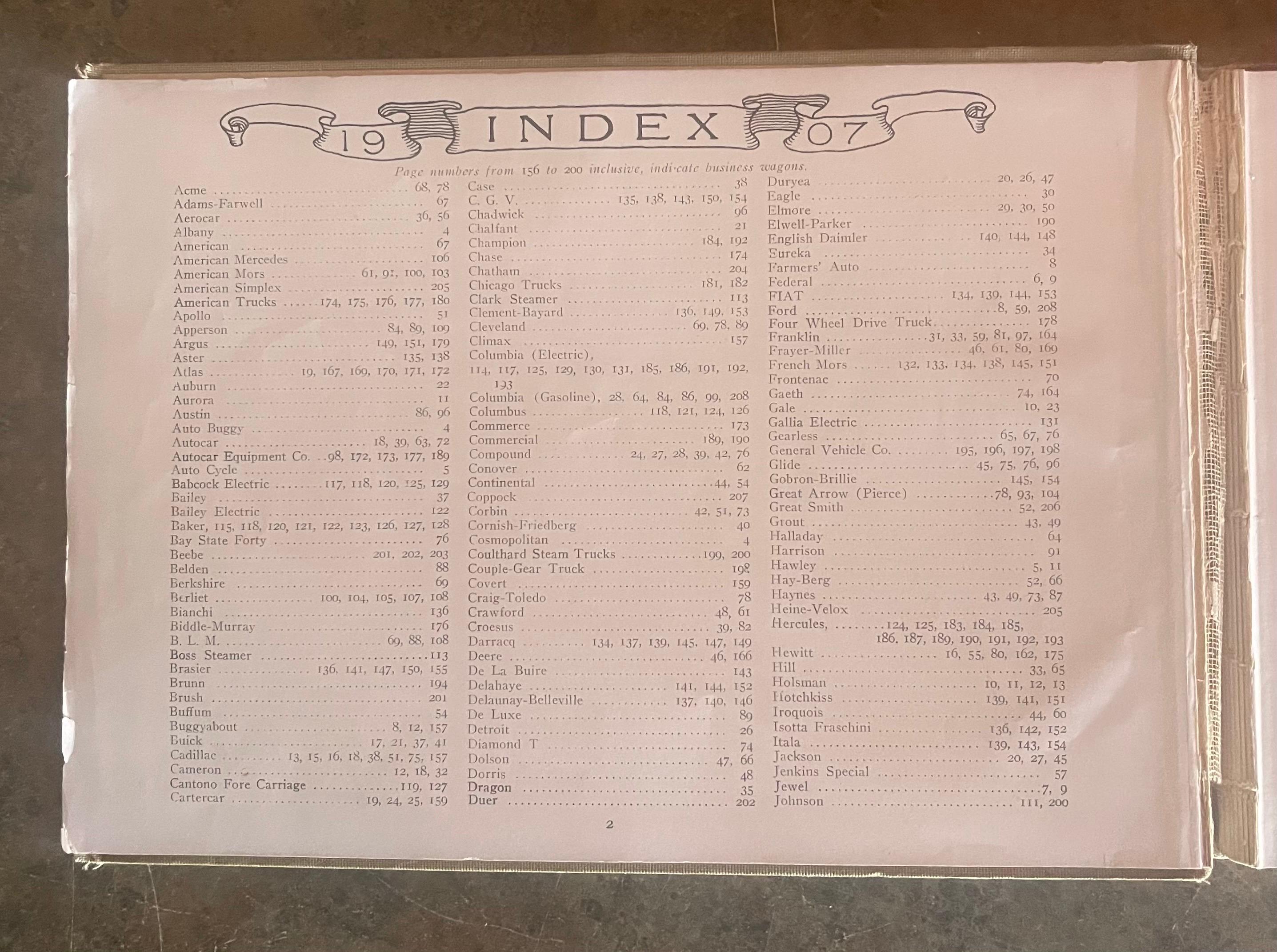 Pressed Motor's 1907 Motor Car Directory Antique Book