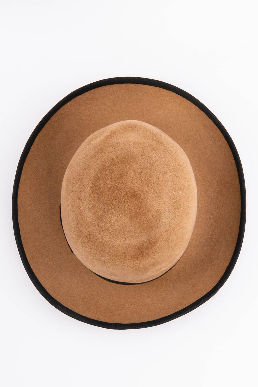 Motsch Brown Hat Trimmed with Black Fabric For Sale 1