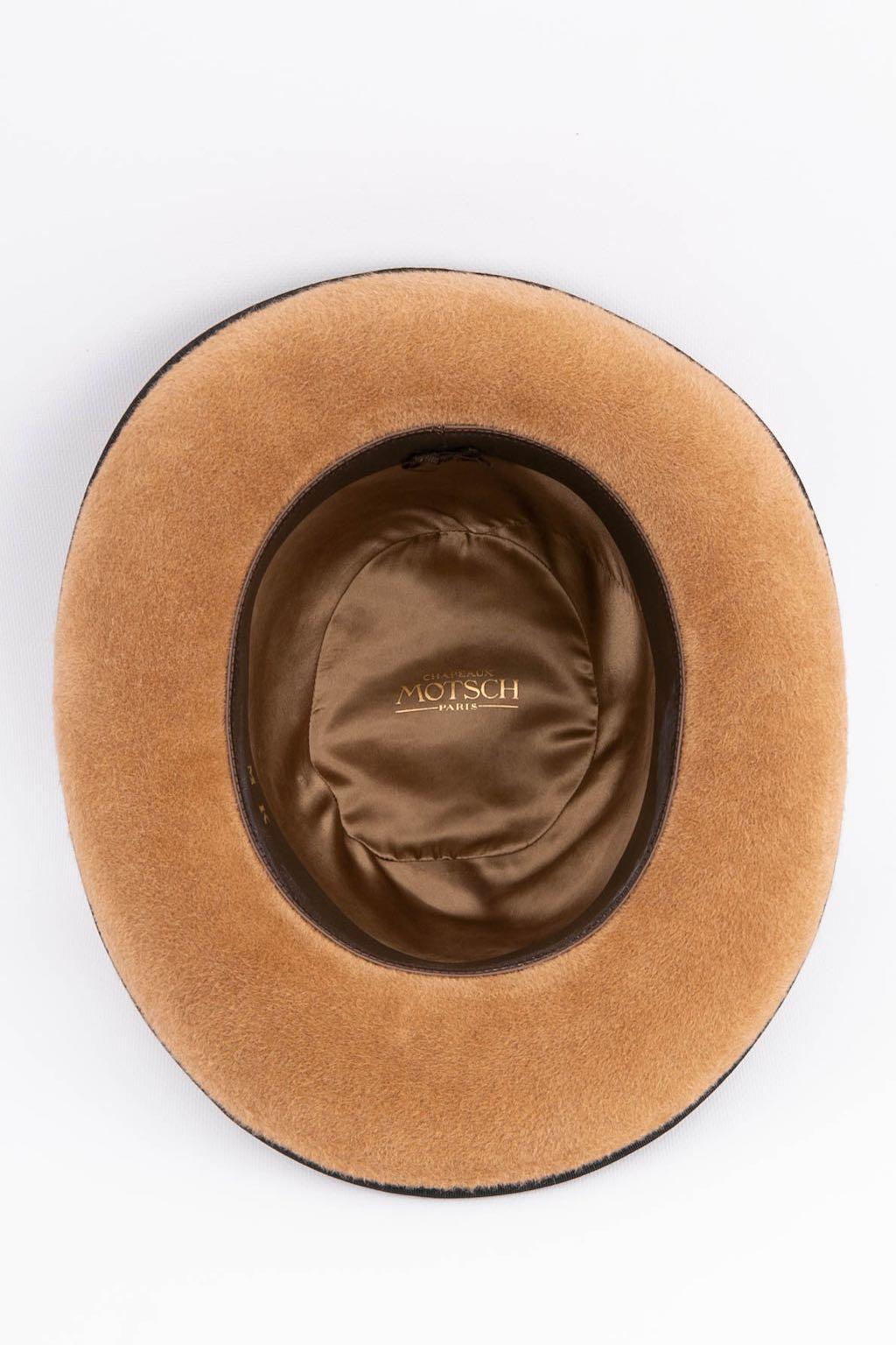 MOTSCH Brauner Hut mit schwarzem Stoffbesatz im Angebot 2