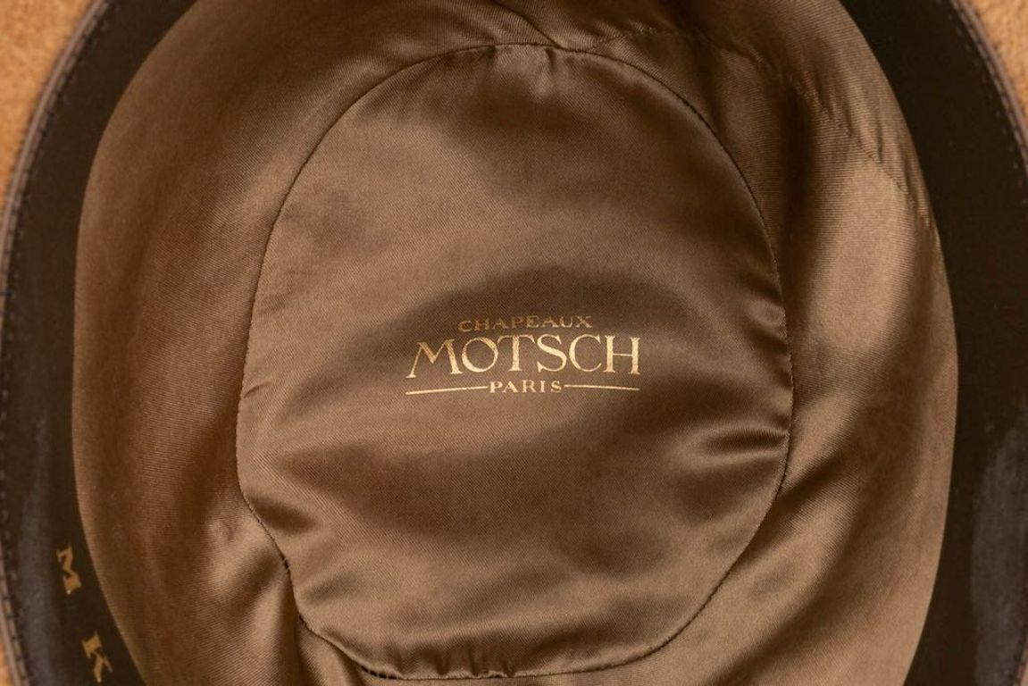 Motsch Brown Hat Trimmed with Black Fabric For Sale 3