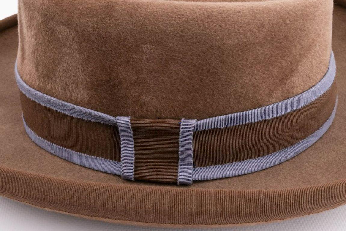 Motsch Brown Shiny Felt Hat For Sale 6