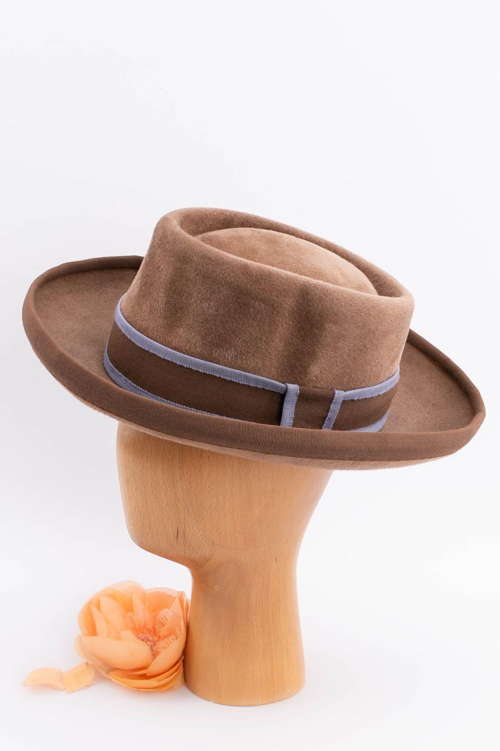 Motsch Brown Shiny Felt Hat For Sale 7