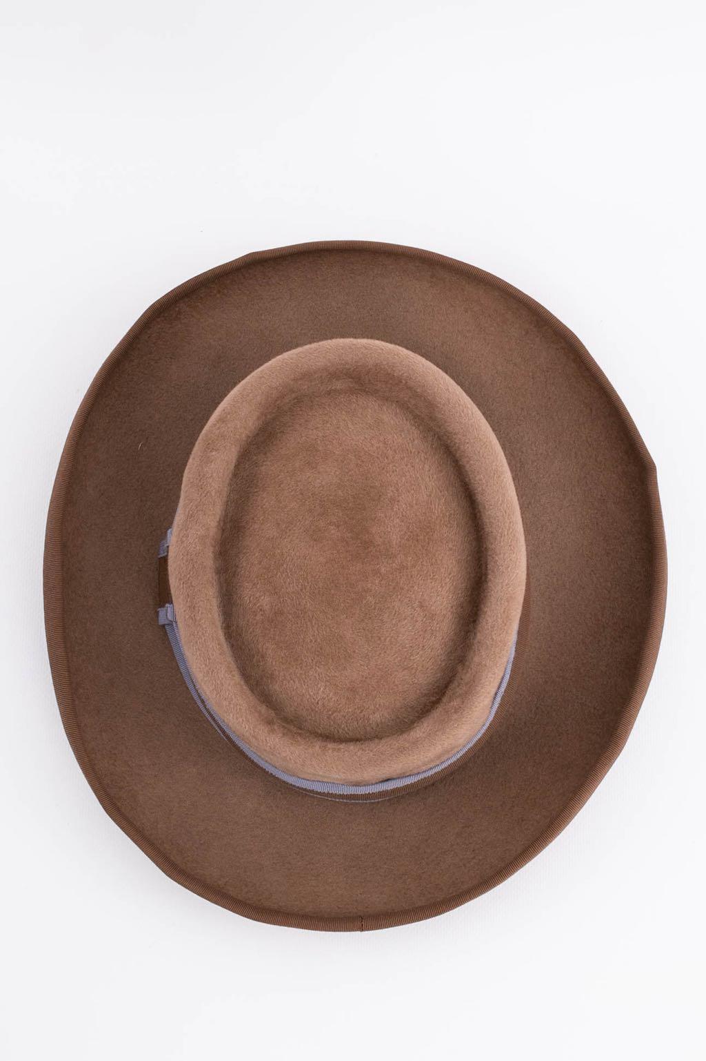 Motsch Brown Shiny Felt Hat For Sale 1