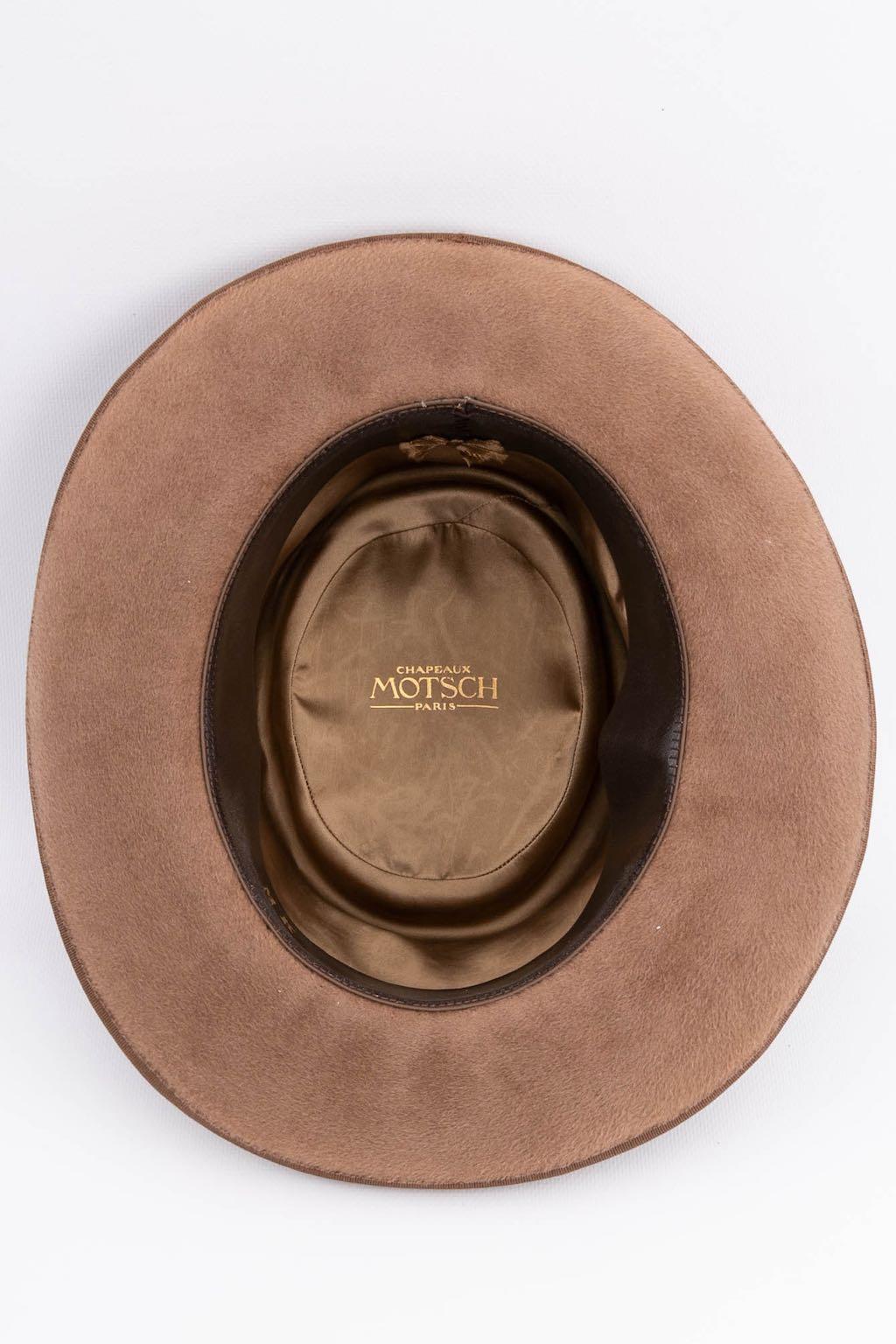 Motsch Brown Shiny Felt Hat For Sale 2