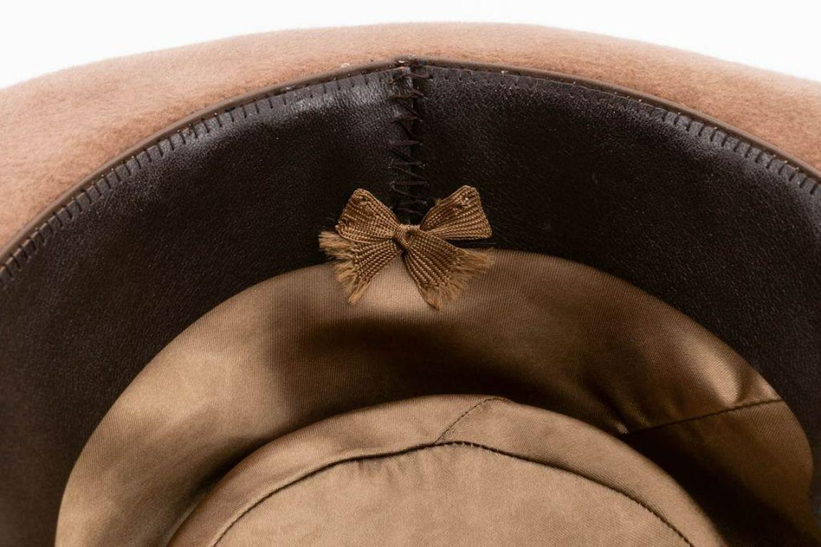 Motsch Brown Shiny Felt Hat For Sale 4