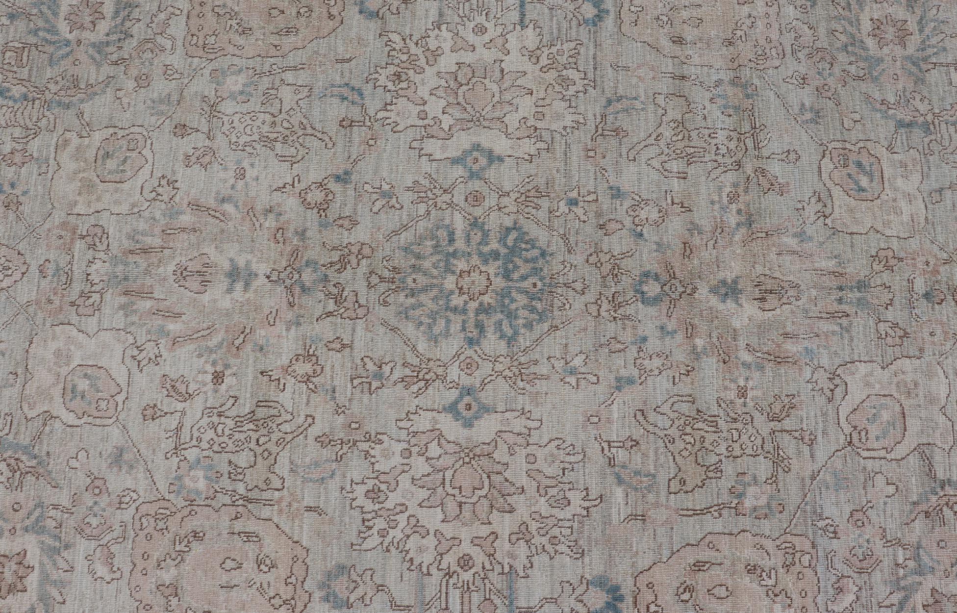 Motshan Kashan Design/One en Soft Tan, Taupe, Light Blue et Ivory 9'3 x 13'7 en vente 4