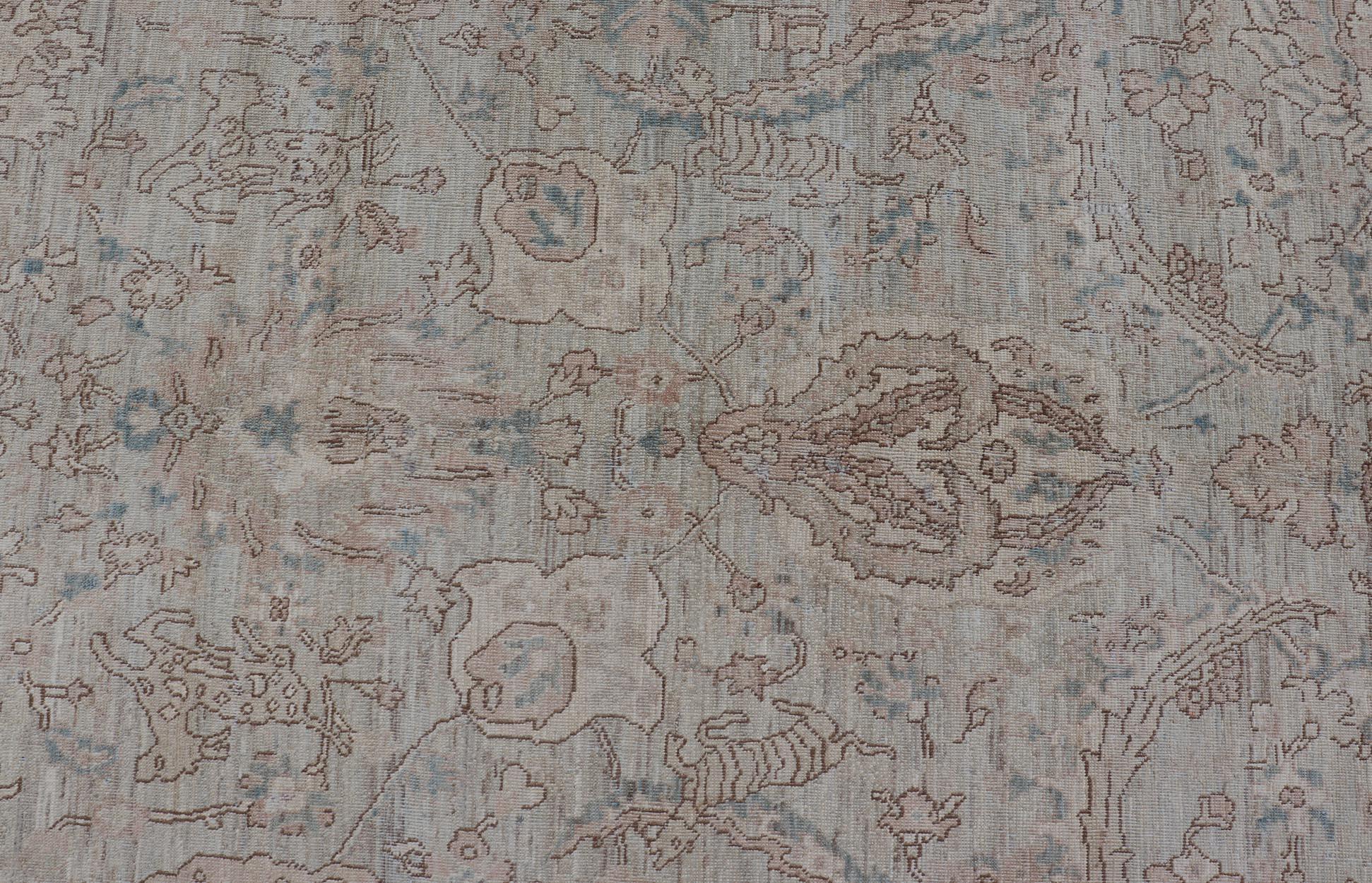 Motshan Kashan Design/One en Soft Tan, Taupe, Light Blue et Ivory 9'3 x 13'7 en vente 6