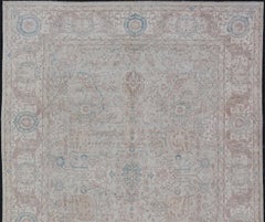 Finely woven Mohtasham Kashan Design in Soft Tan, Light Blue 9'3 x 13'7