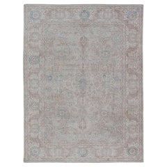 Motshan Kashan Design in Soft Tan, Taupe, Light Blue, and Ivory 9'3 x 13'7