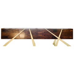 Long Mott Sideboard, maßgefertigtes Palisanderholz und Messing, Aufbewahrung von Dean und Dahl