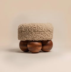 Mott Stool by Cruc Studio, Wool & Solid Wood Handcrafted Stool