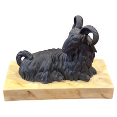 Mottahedeh Bisque Porcelain Ram Sculpture, Italian Design, 1970s
