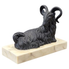 Mottahedeh Bisque Porcelain Ram Sculpture, Italian Design, 1970s