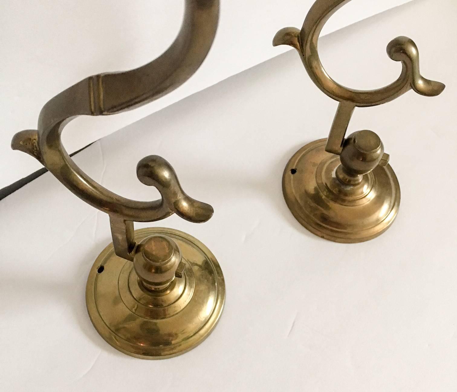 Colonial Revival Pair of Mottahedeh Brass Single Arm Candle Sconces